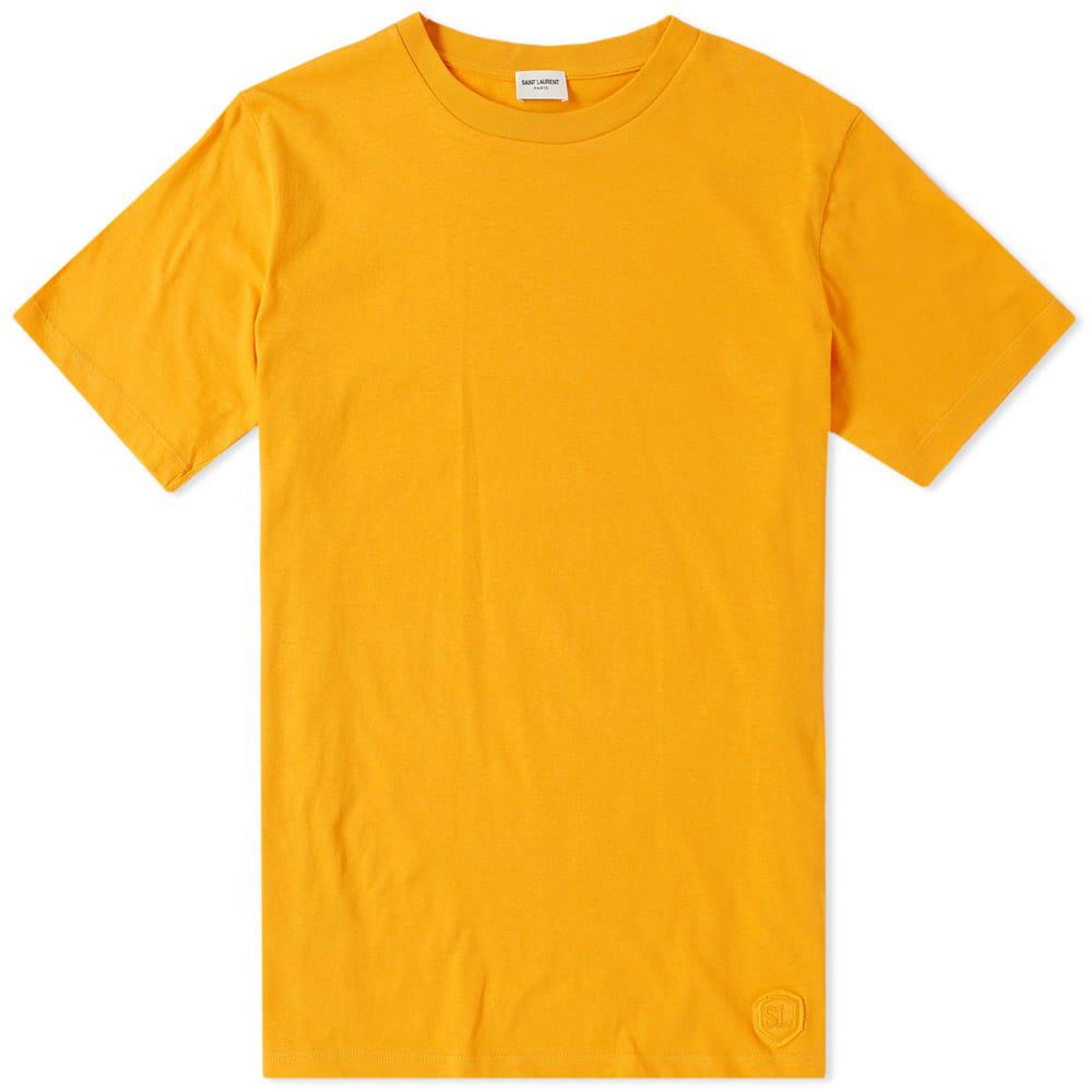 Saint Laurent Cotton Classic Patch Tee in Yellow for Men - Lyst