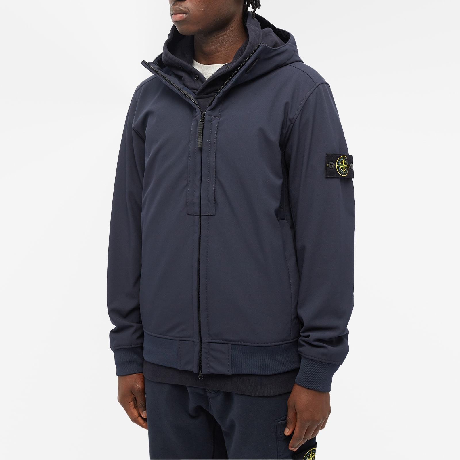Stone Island Soft Shell-r Hooded Jacket in Blue for Men | Lyst