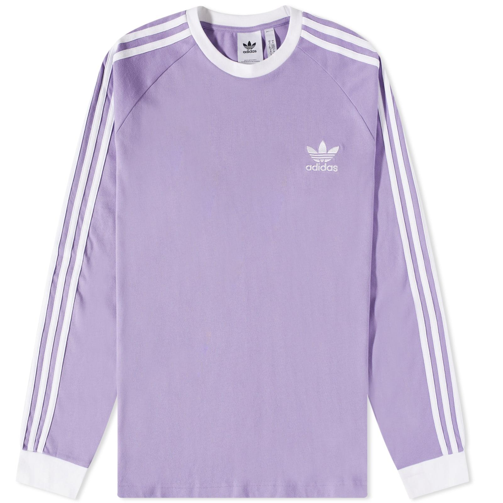 adidas Long Sleeve 3-stripes T-shirt in Purple for Men | Lyst UK