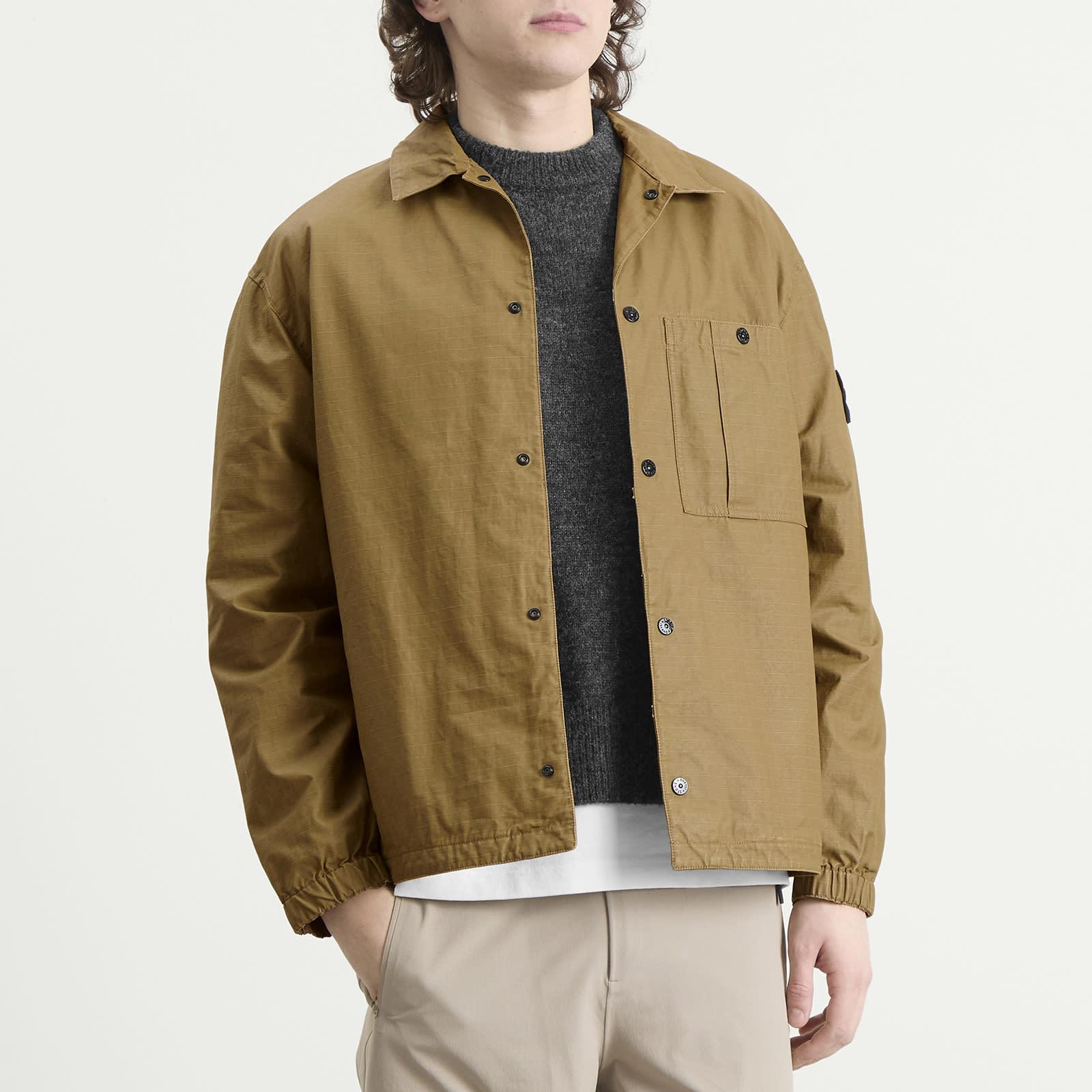 Stone Island Double Coated Cotton Ripstop Shirt Jacket in Green