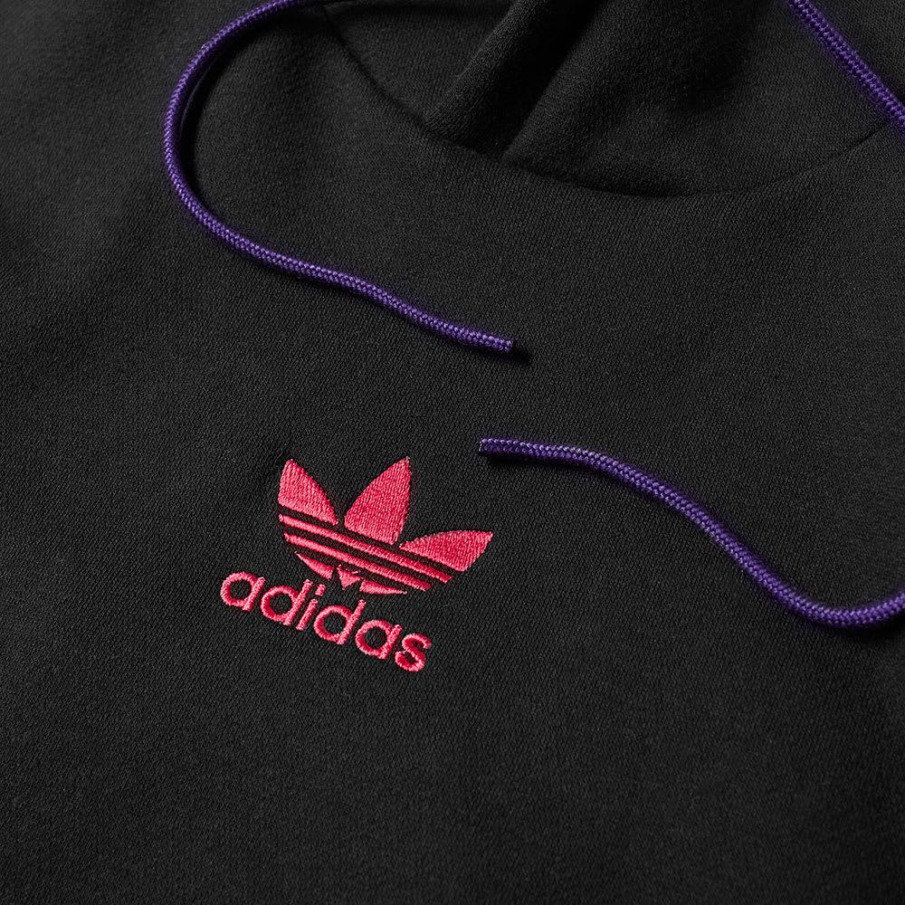 adidas 3 stripe hoodie black/purple/pink