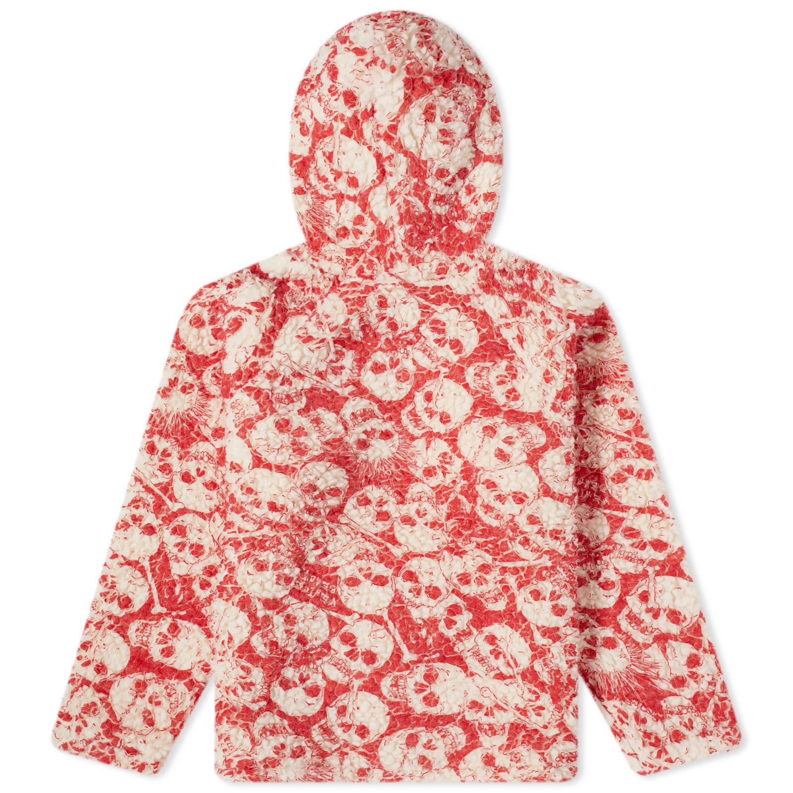 ERL Fleece Skull Popover Hoodie in Red | Lyst