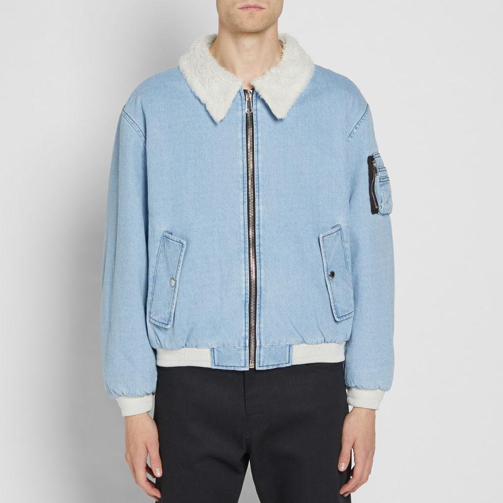 gosha rubchinskiy faux shearling collar denim jacket