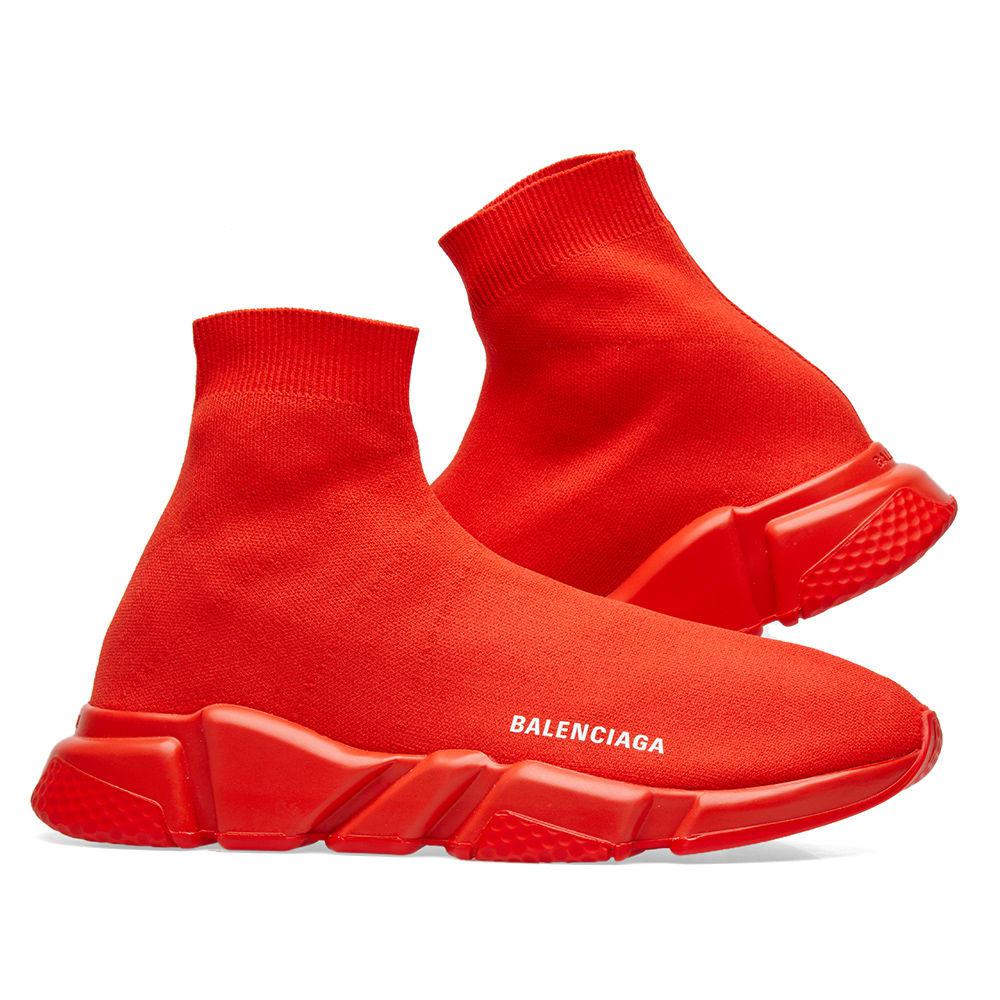 Balenciaga Speed Sock Logo Trainers in Red for Men | Lyst