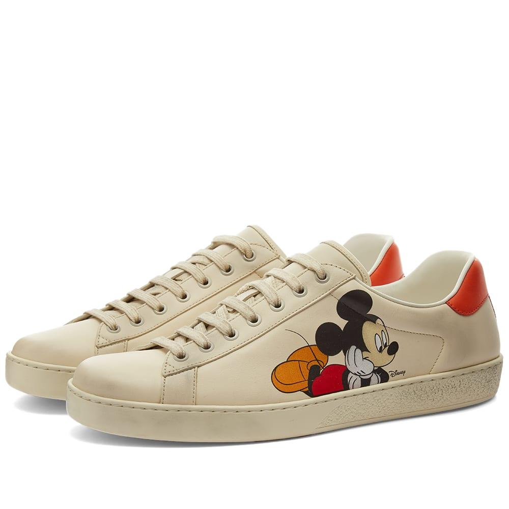 Gucci Mens White Men's X Disney Mickey Mouse New Ace Leather Trainers 10  for Men | Lyst