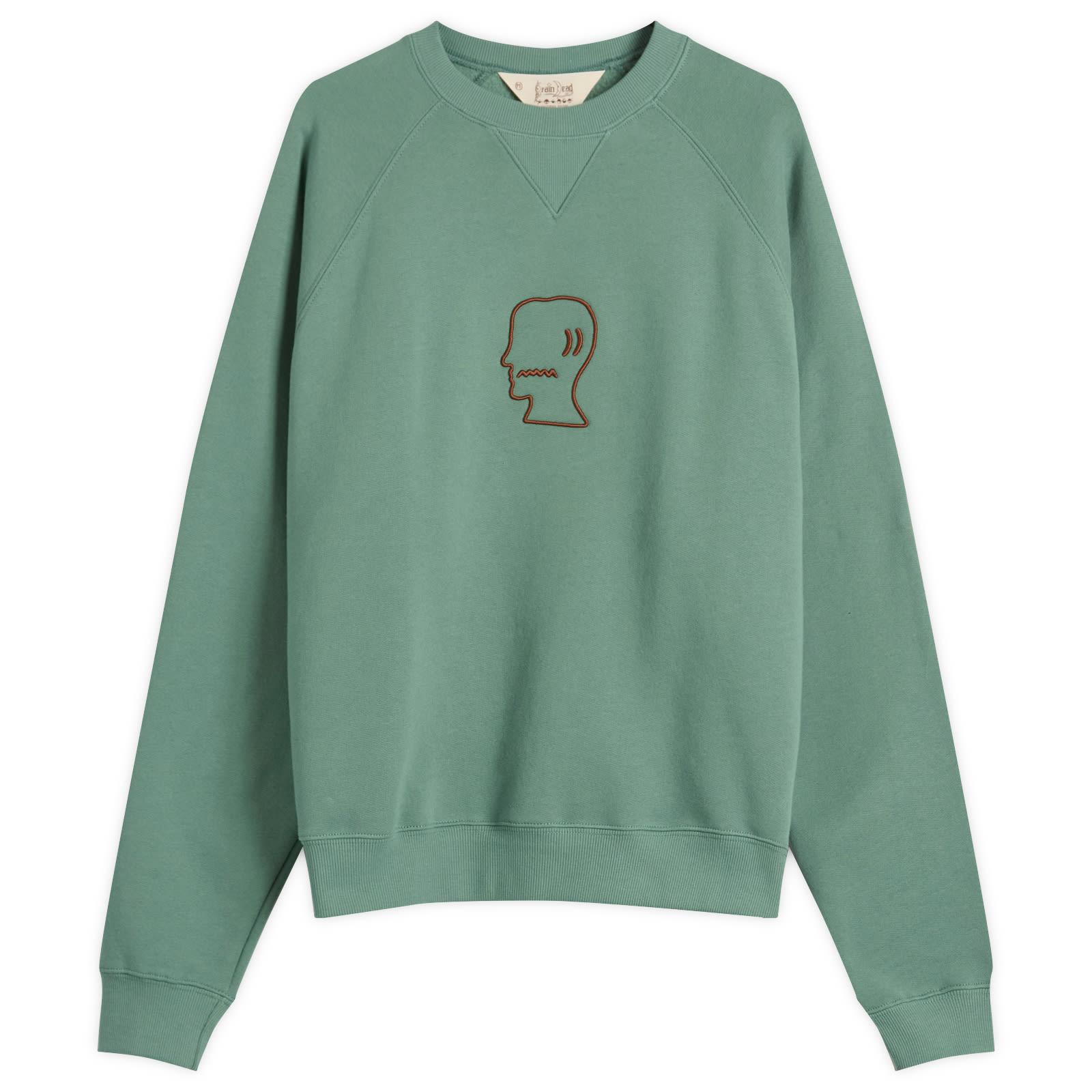 Brain Dead Logo Head Raglan Crew Sweatshirt in Green for Men