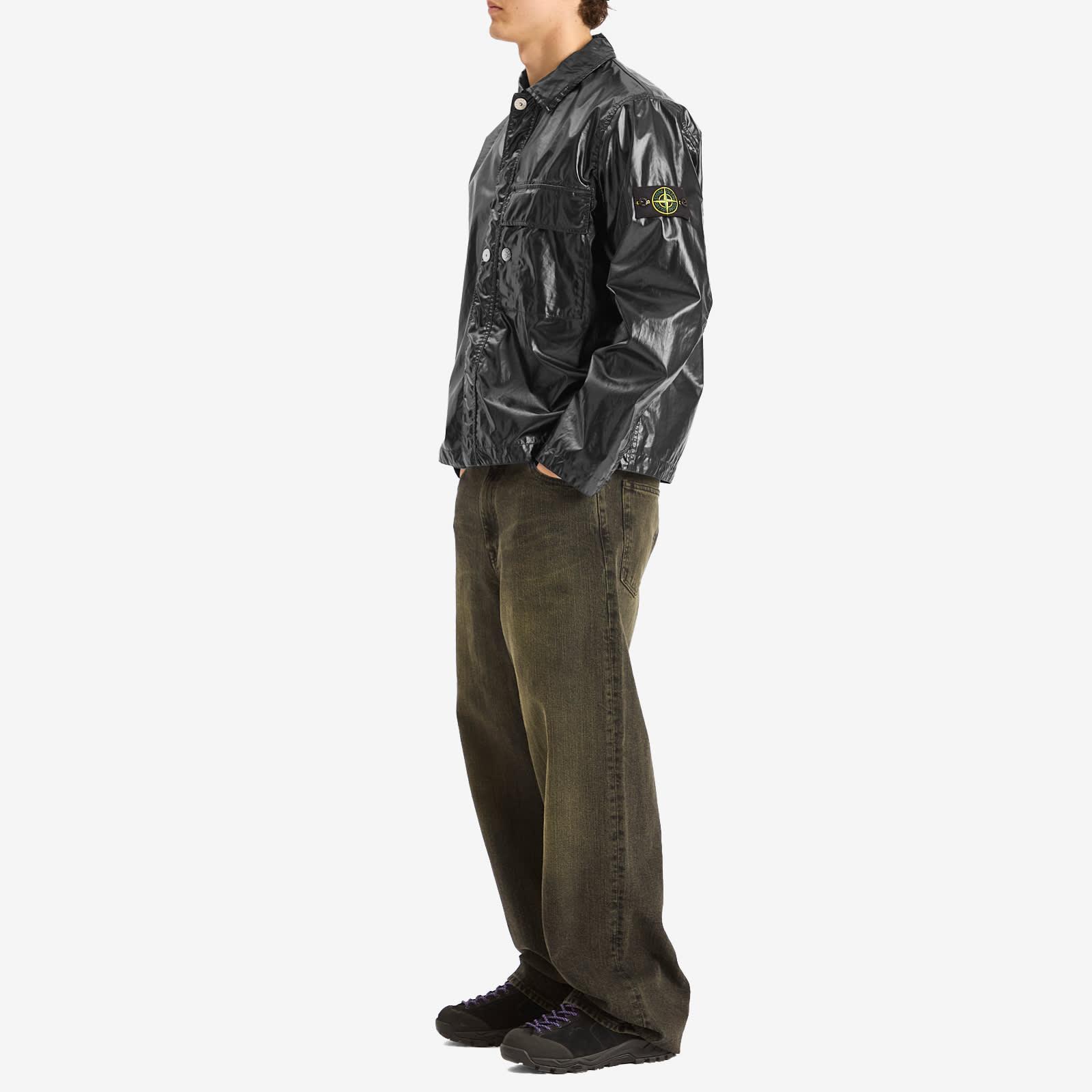 Stone Island Mussola Gommata-Tc Shirt Jacket in Black for Men | Lyst