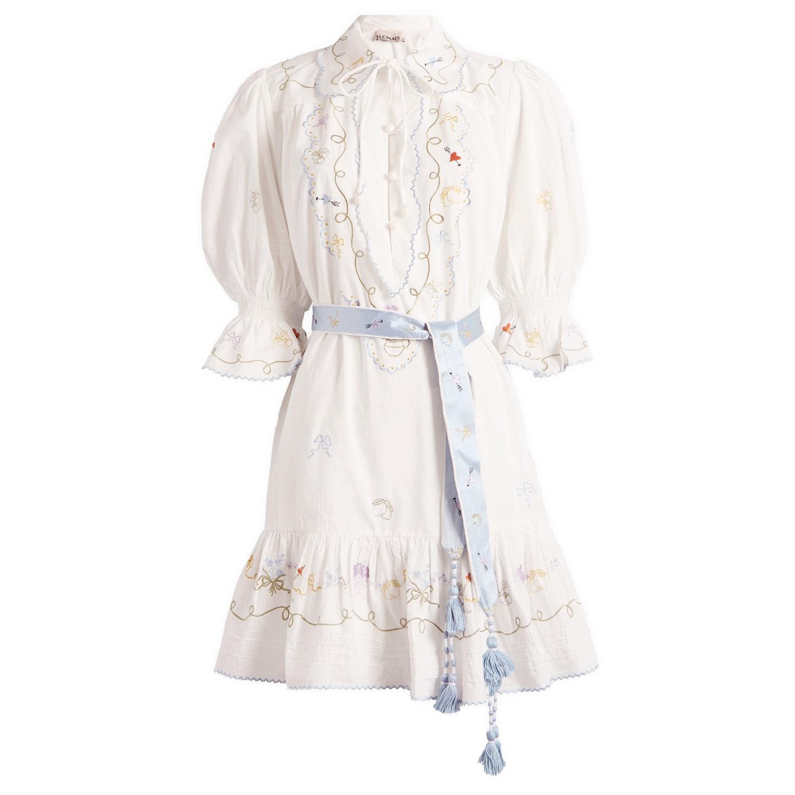 ALMAIS Giulia Embroidered Mini Dress in White | Lyst