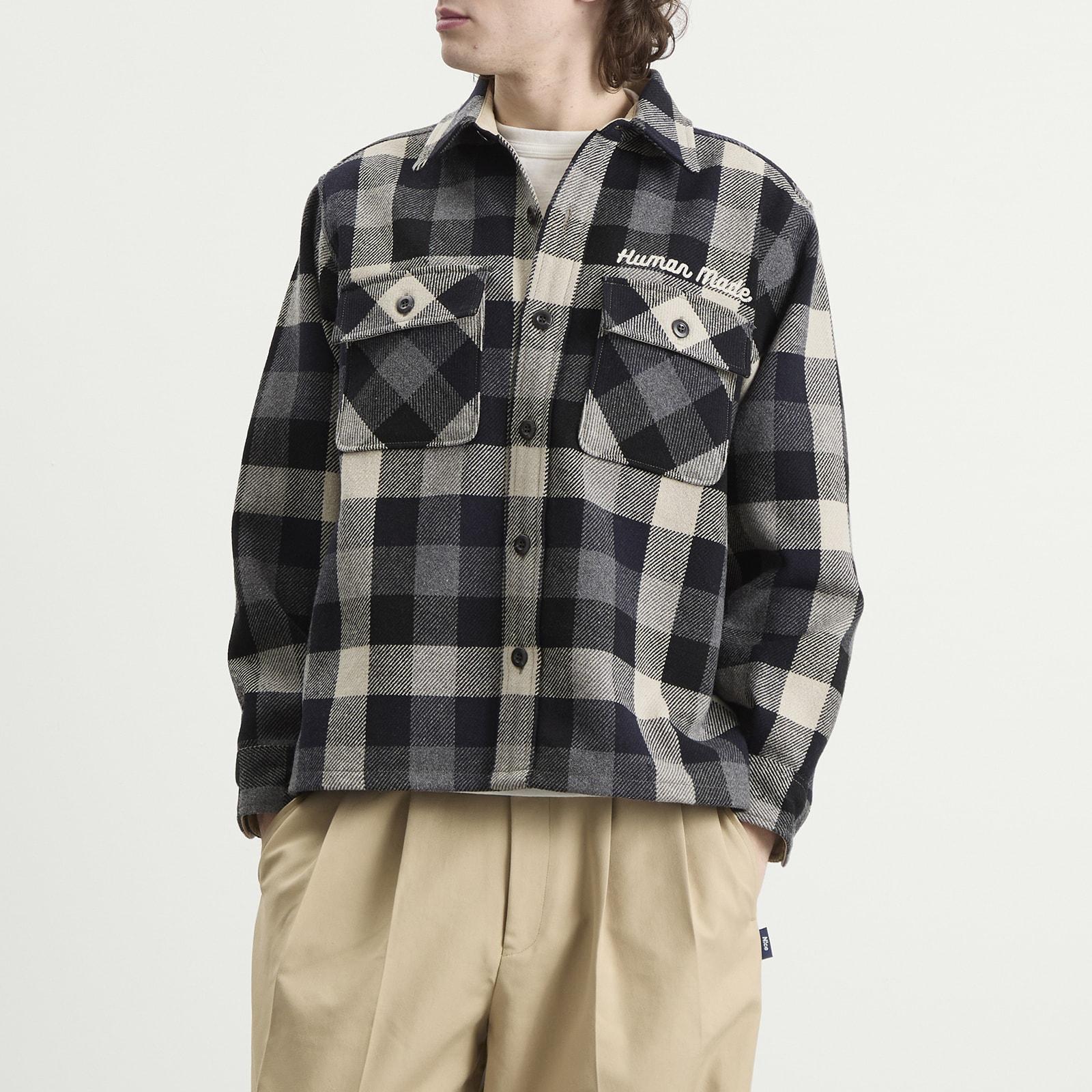 Human Made Wool Check Shirt Jacket in Black for Men | Lyst Australia