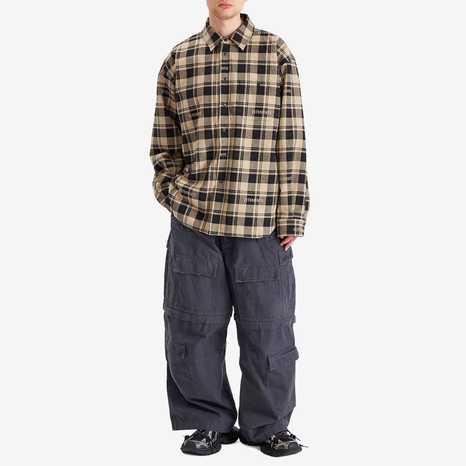 Vetements Padded Flannel Shirt in Brown for Men | Lyst