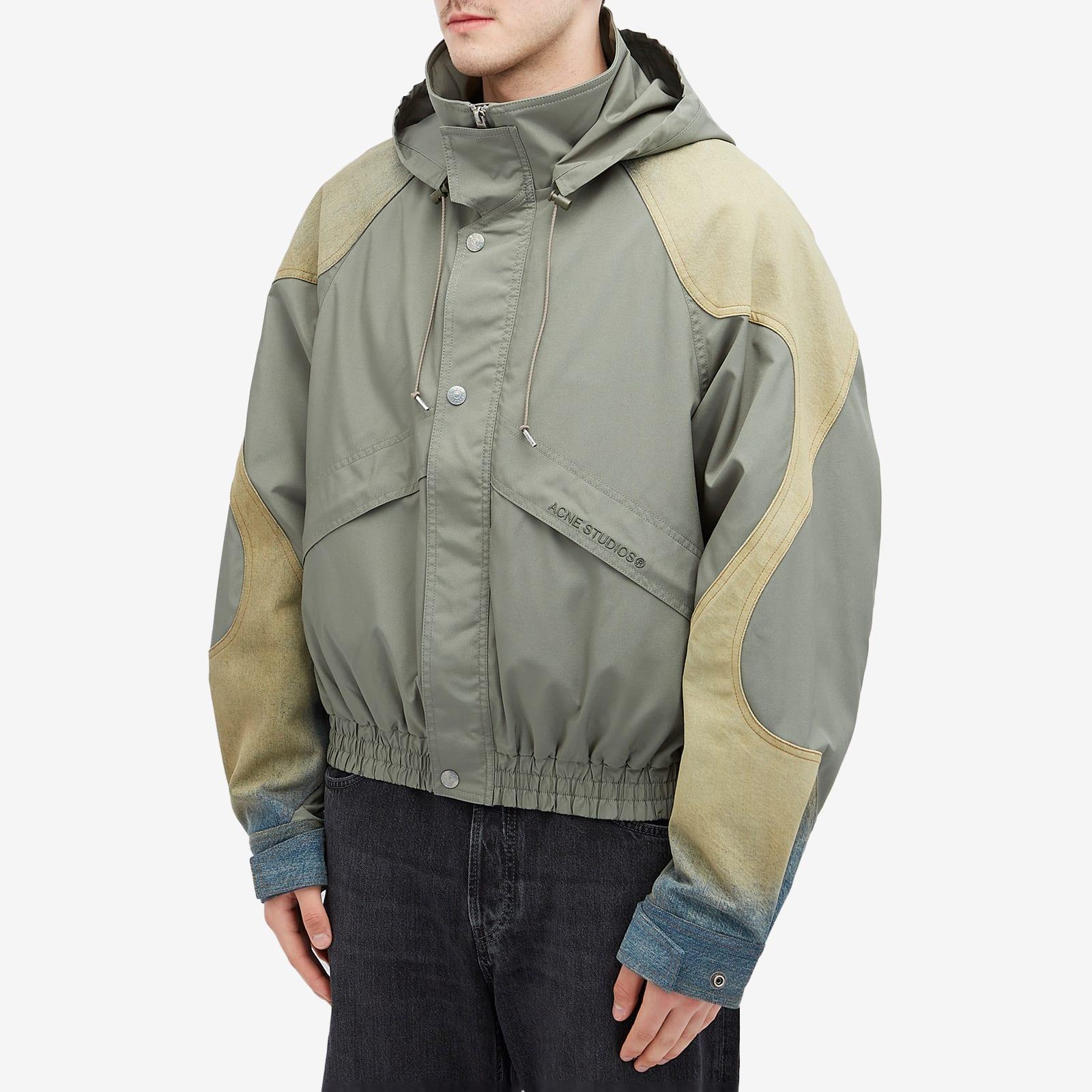 Acne Studios Denim Paneled Cropped Windbreaker Jacket in Green for