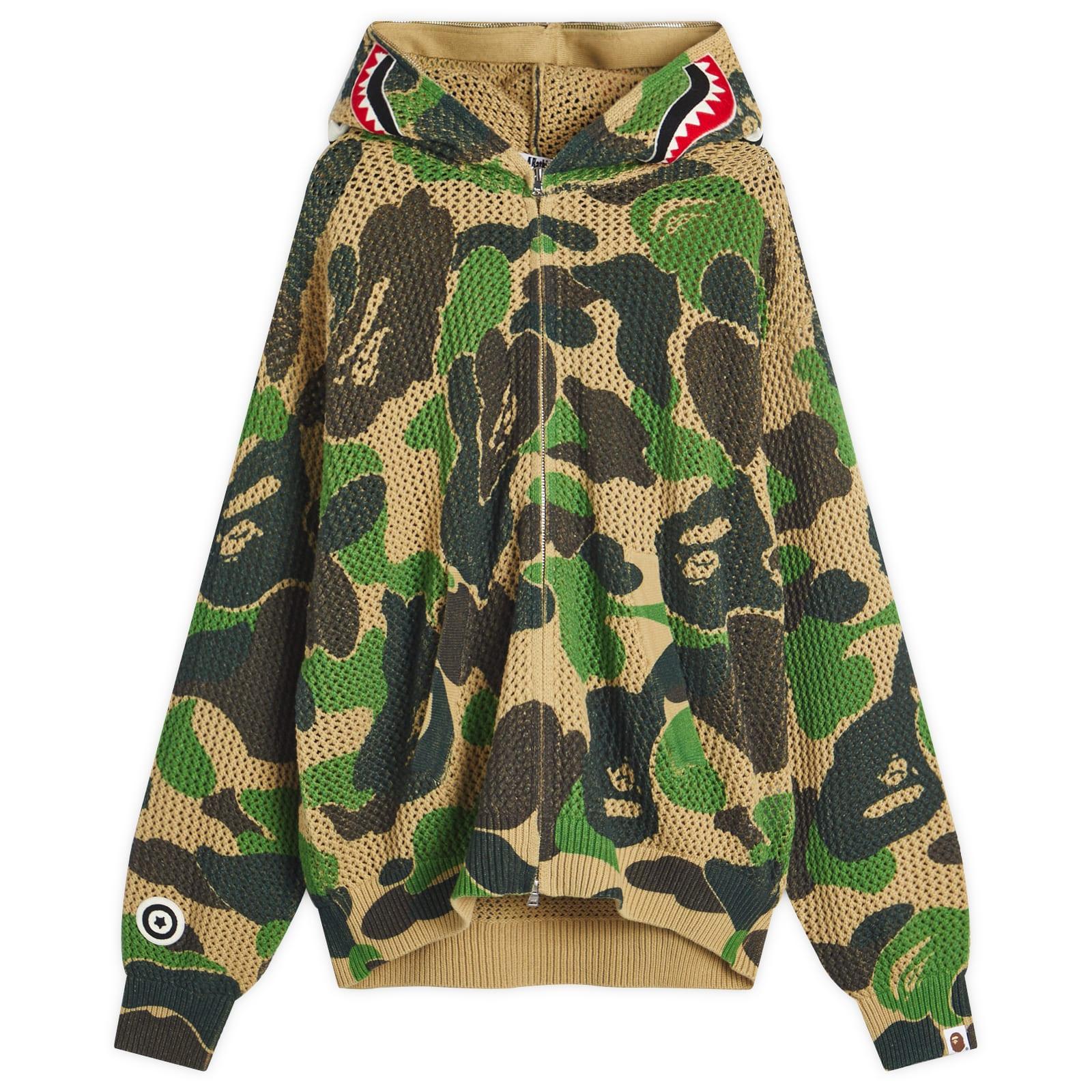 A Bathing Ape Abc Camo Crochet Relaxed Fit Shark Zip Hoodie in