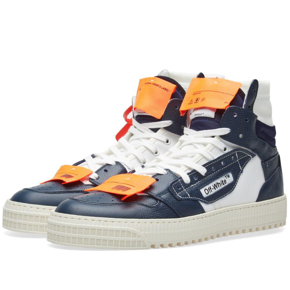 Off-White c/o Virgil Abloh Leather Navy Hi-top And Orange Tag Sneakers By  in Blue for Men | Lyst