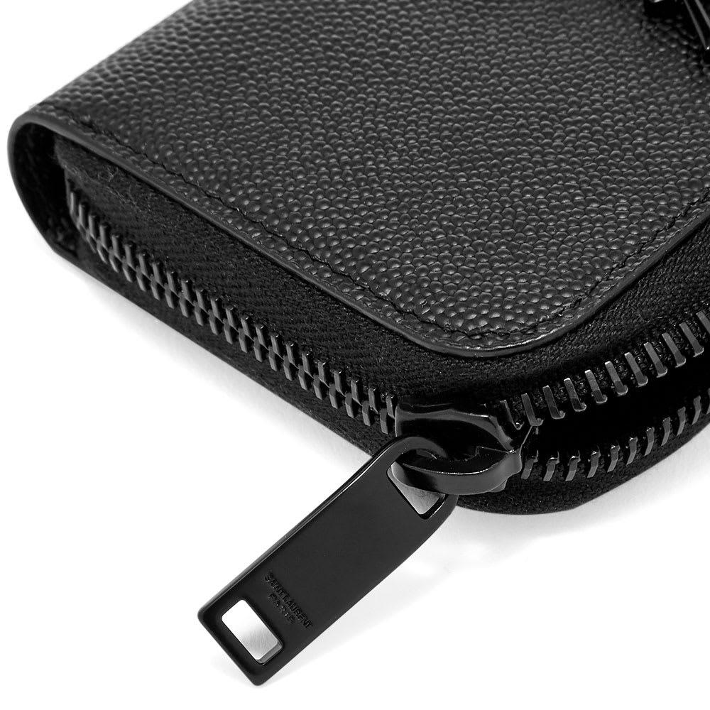 Saint Laurent Leather Ysl Metal Logo Zip Coin Wallet in Black for Men