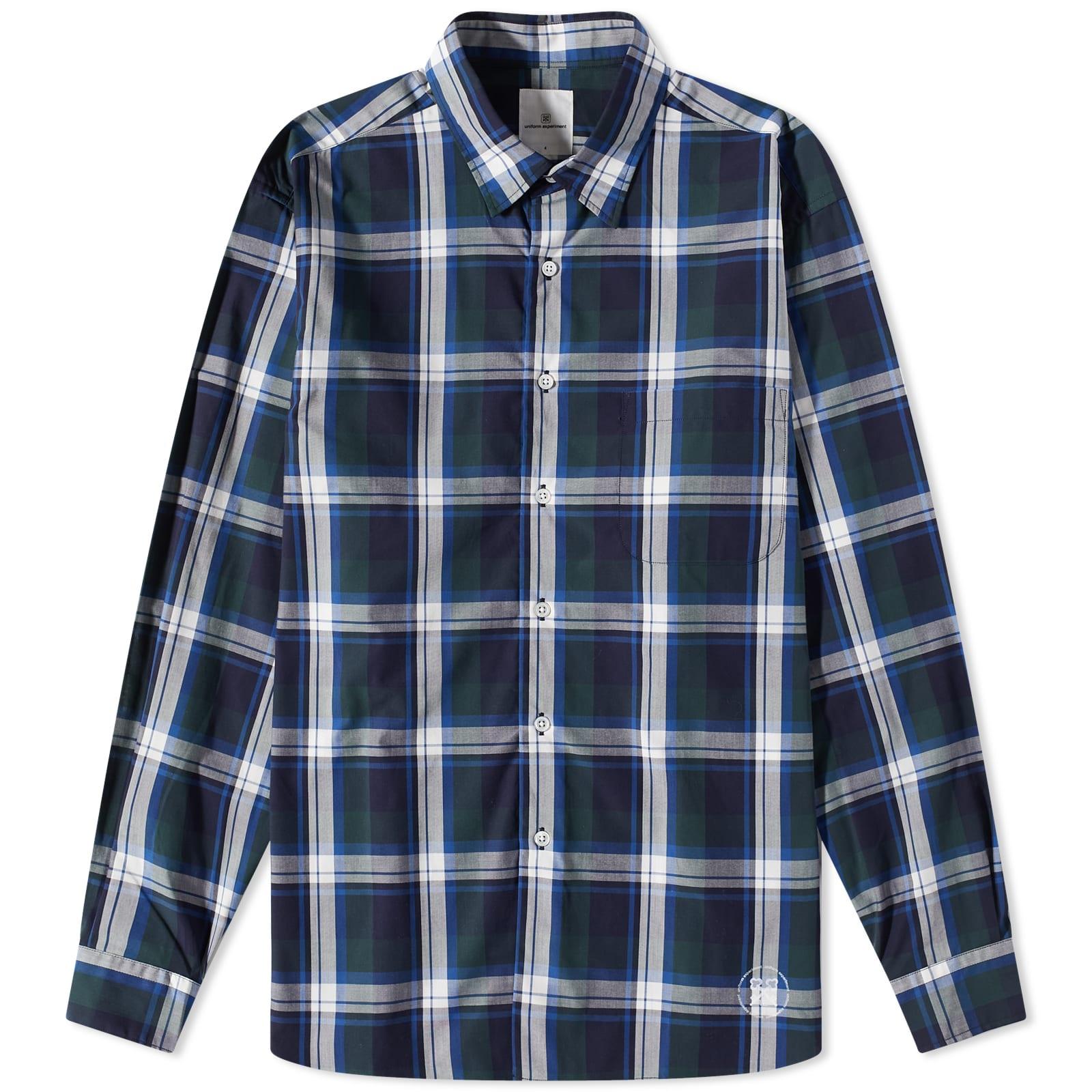 Uniform Experiment Checked Logo Yoke Shirt in Blue for Men Lyst