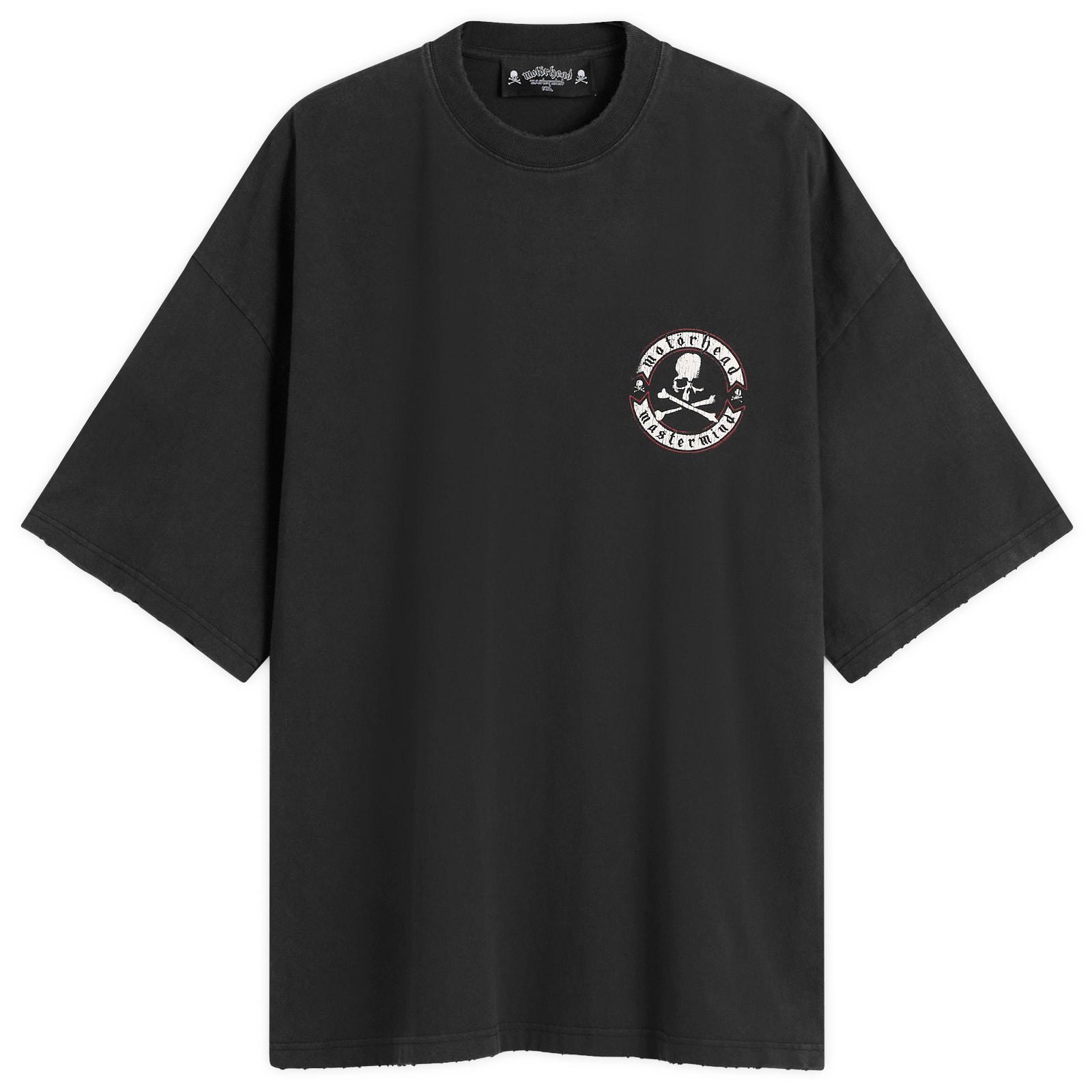 END. X Mastermind World X Motorhead Biker Badge T-Shirt in Black 