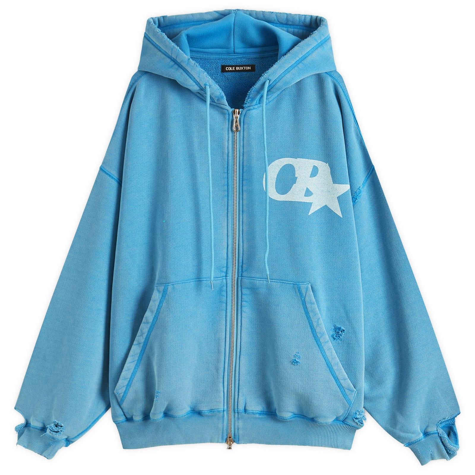 Cole Buxton Cb Star Distressed Pocket Zipped Hoodie in Blue for
