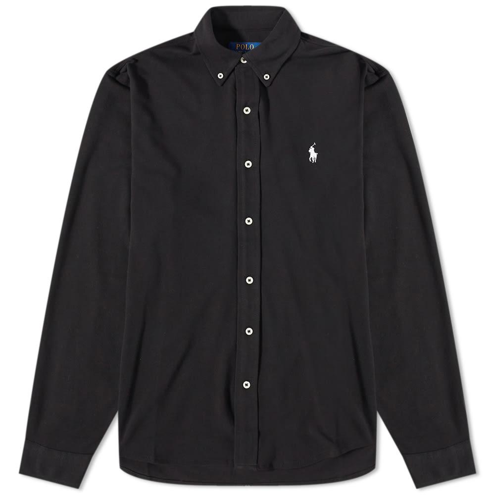 Polo Ralph Lauren Pique Button Down Oxford Shirt in Black for Men | Lyst