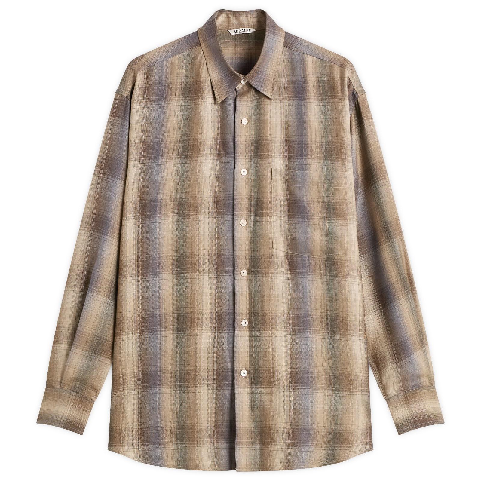 AURALEE Super Light Wool Check Shirt in Brown for Men | Lyst