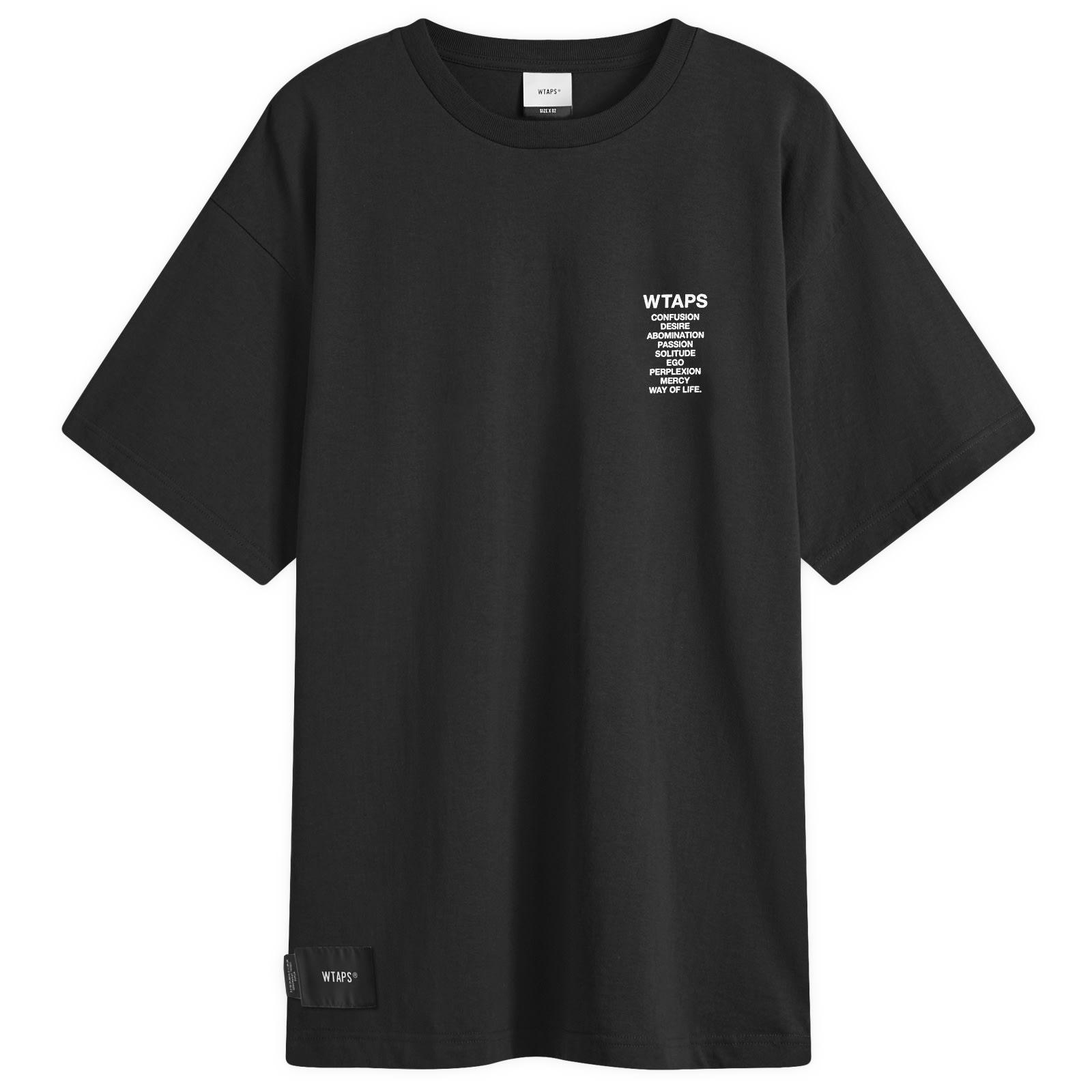 WTAPS Printed Cotton Ingredients Spec Tee in Black for Men WTAPS Printed Cotton Ingredients Spec Tee in Black for Men