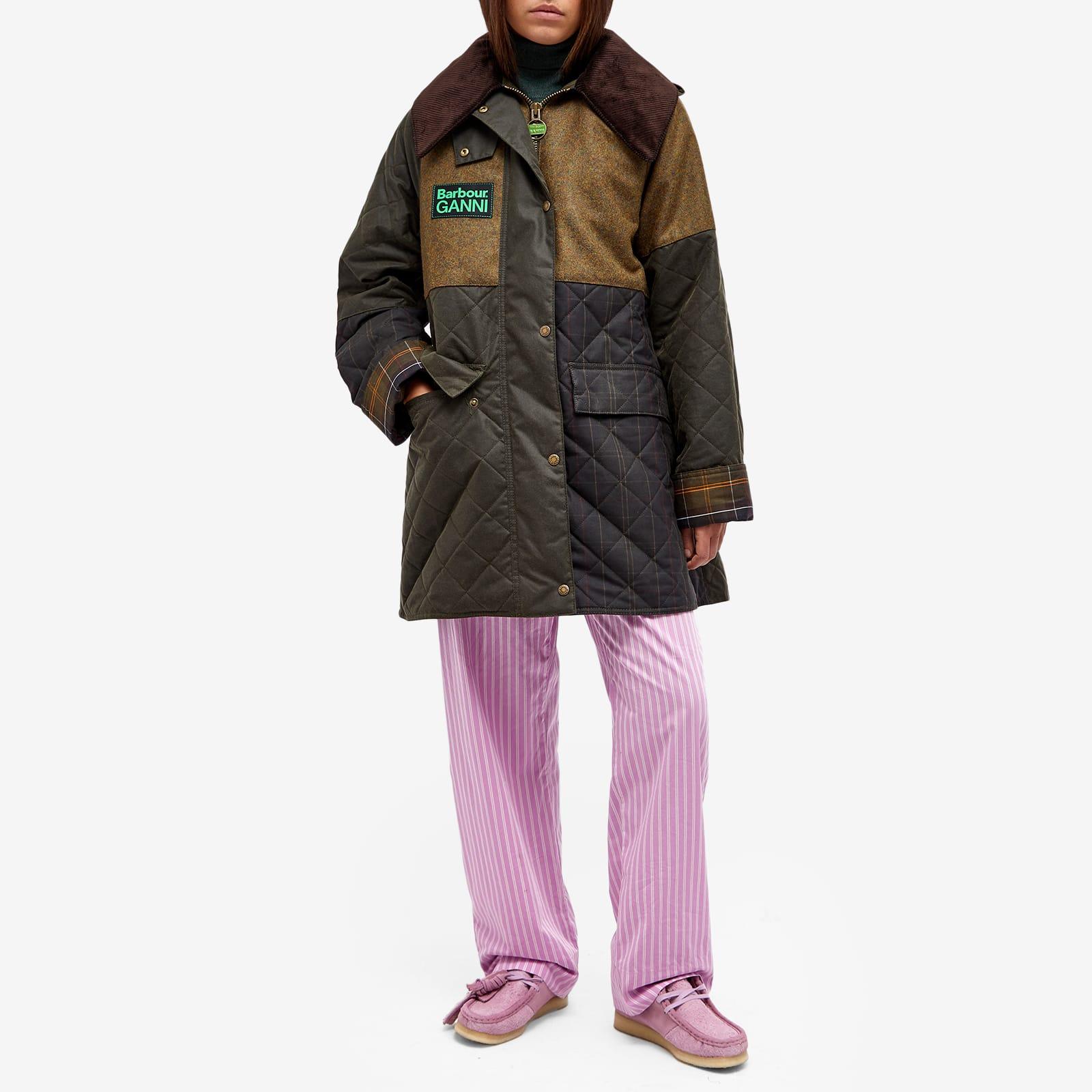 Barbour X Ganni Short Burghley Jacket in Green | Lyst