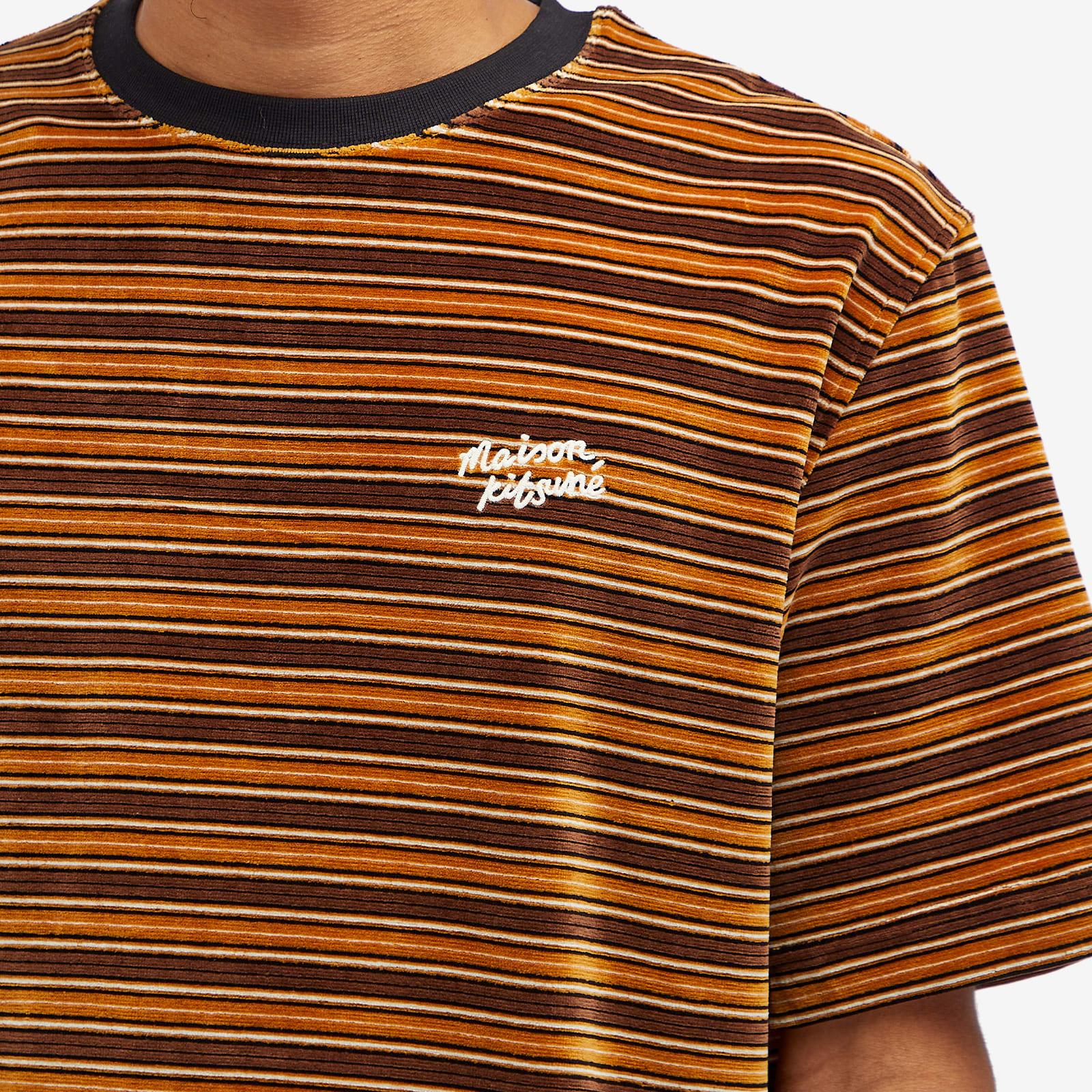 Maison Kitsuné Striped Velvet Oversize T-Shirt in Brown for