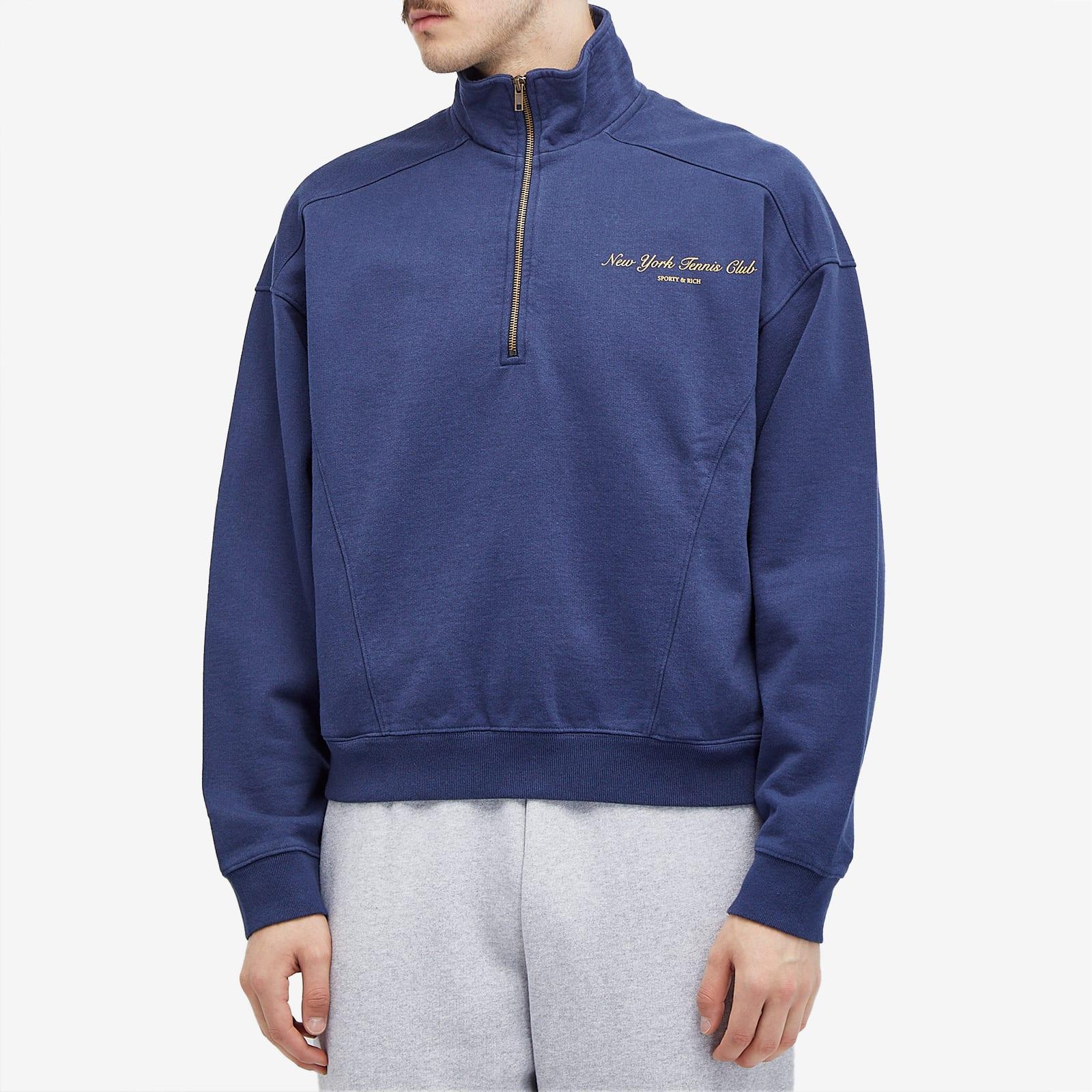Sporty & Rich Ny Tennis Club Quarter Zip Sweatshirt in Blue