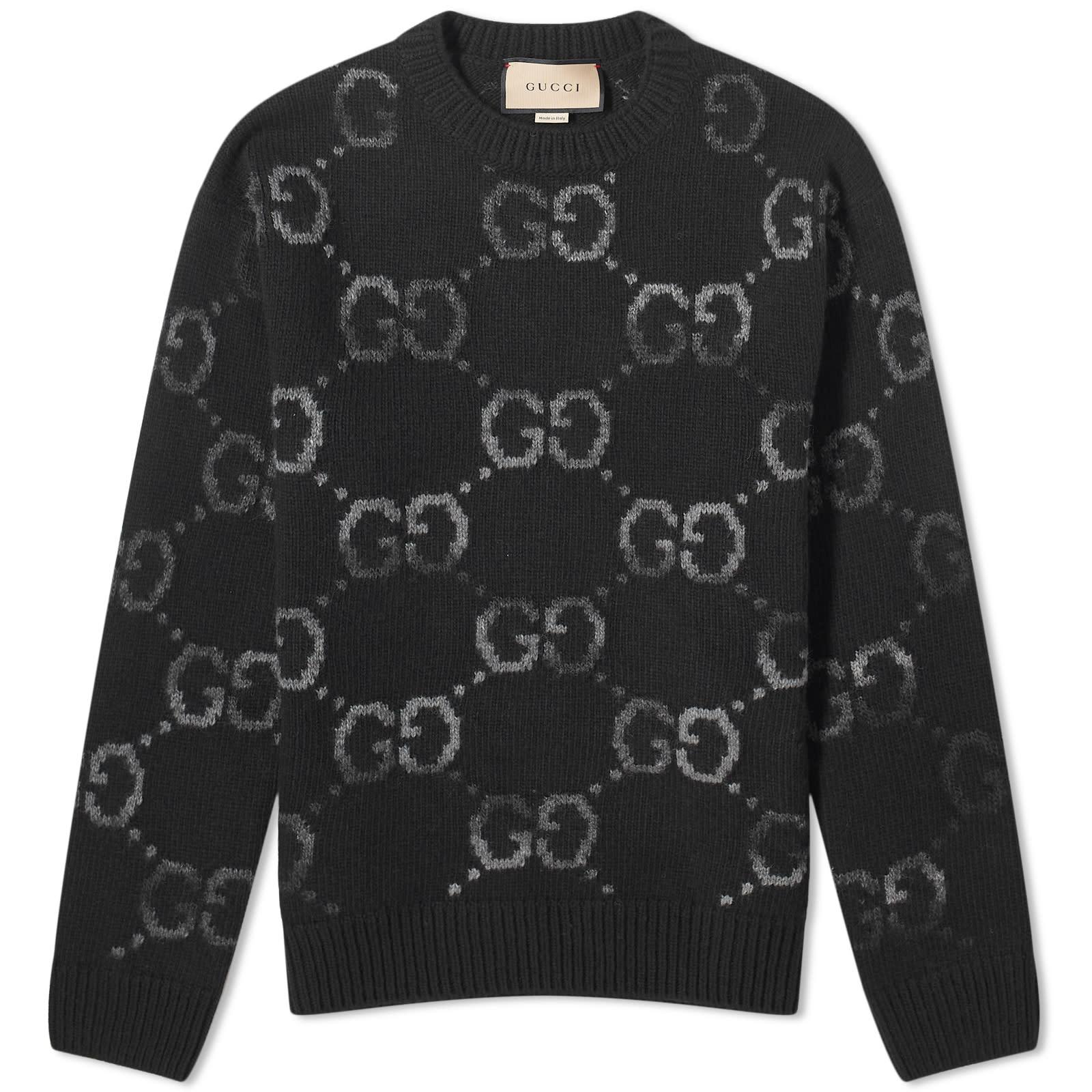 Gucci Jumbo Gg Jacquard Crew Neck Jumper in Black for Men Lyst