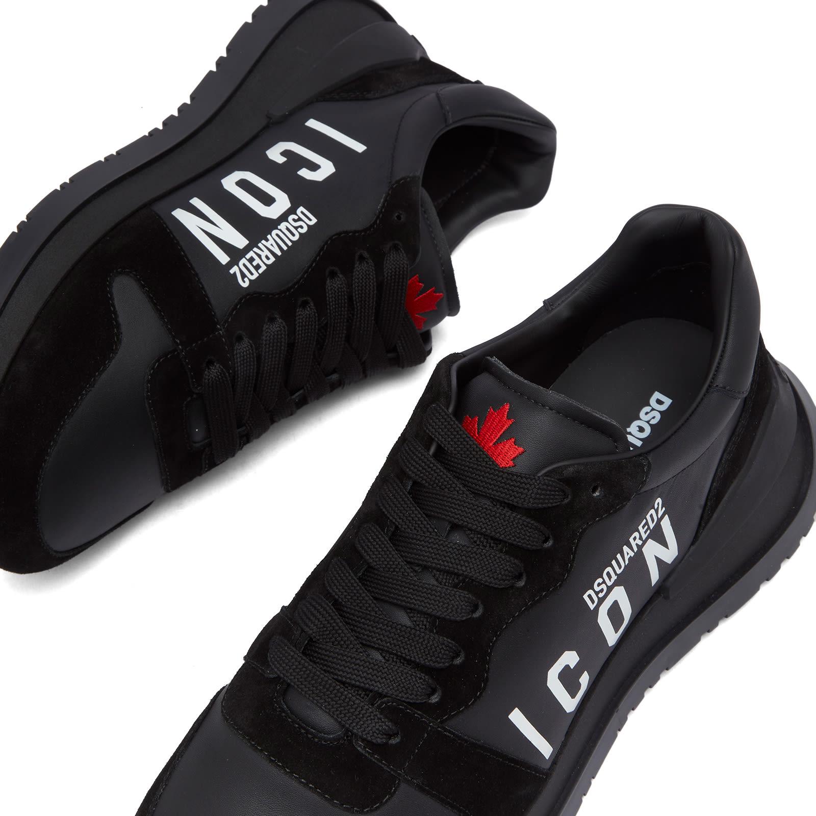 DSquared² Panelled Leather ICON Sneakers in Black for Men | Lyst