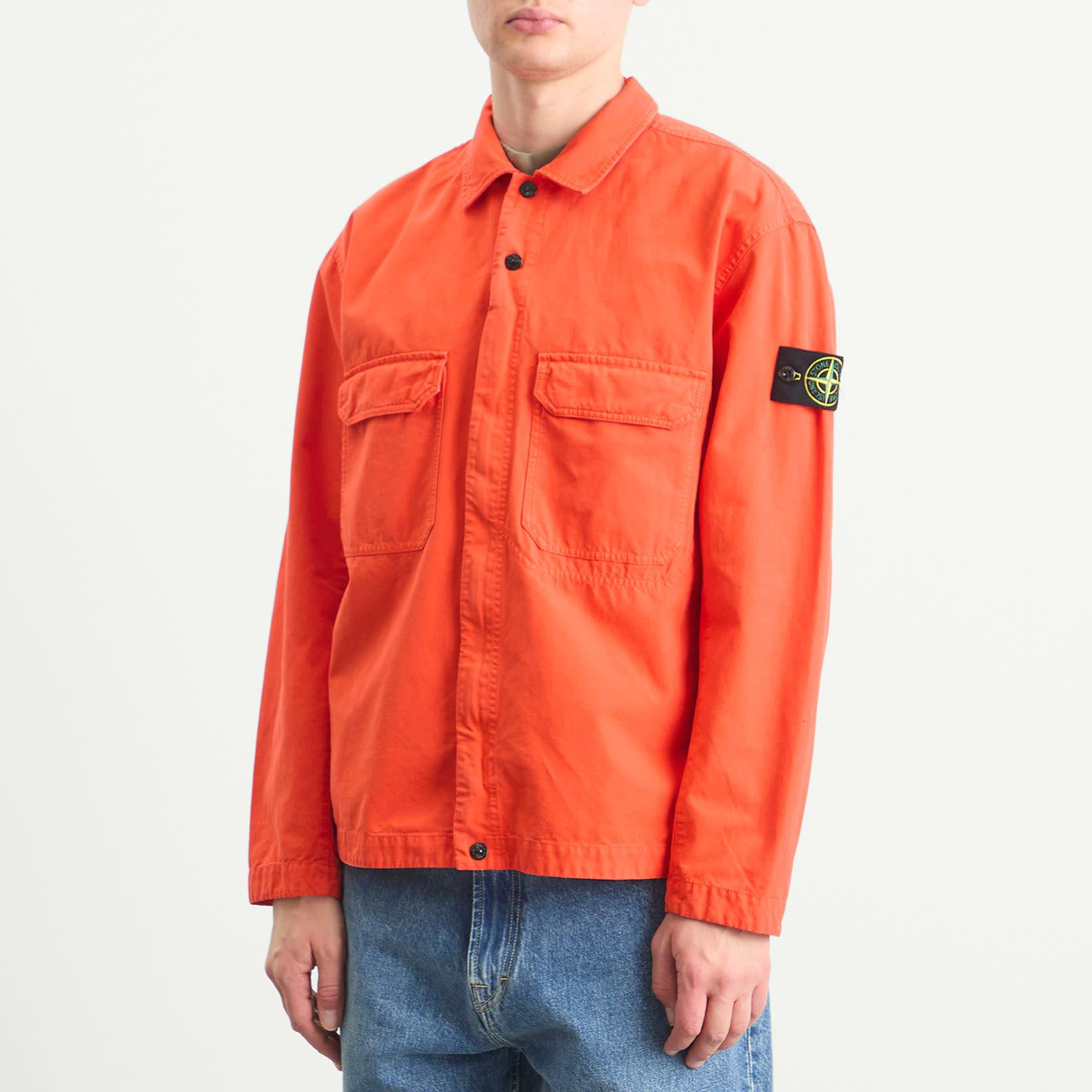 Stone Island Ripstop Zip Shirt Jacket in Orange for Men | Lyst