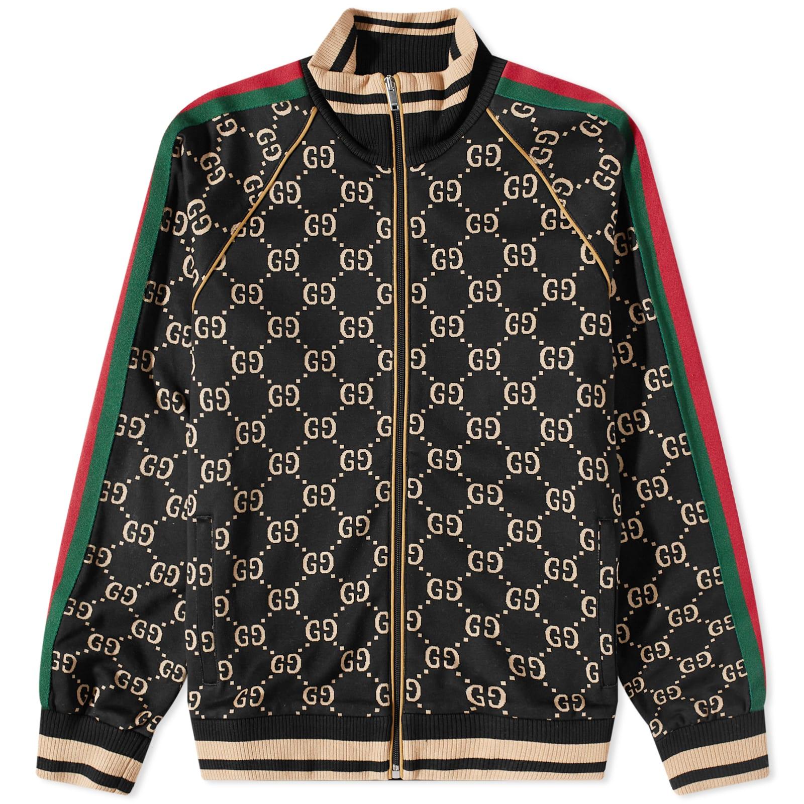 Gucci Monogram Side-Stripe Cotton-Jersey Jacket in Black for Men
