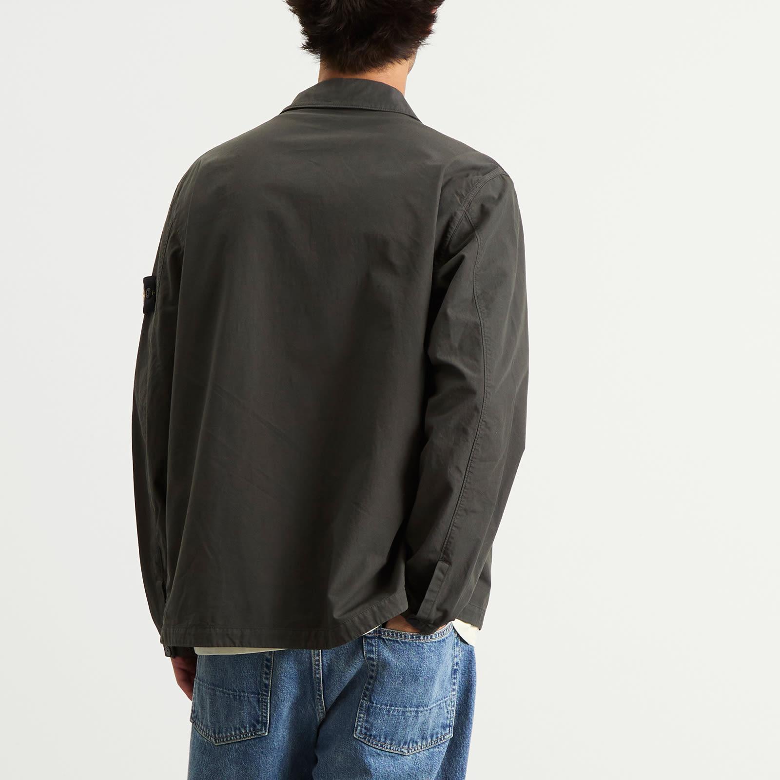 Stone Island Canvas Weave Cotton Zip Shirt Jacket in Gray for Men