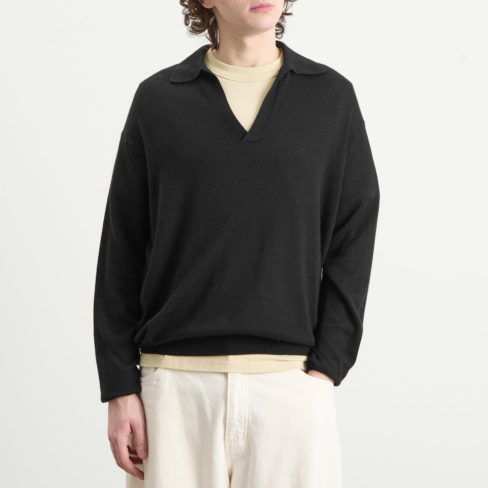 AURALEE Cashmere Silk Knit Skipper Polo in Black for Men | Lyst