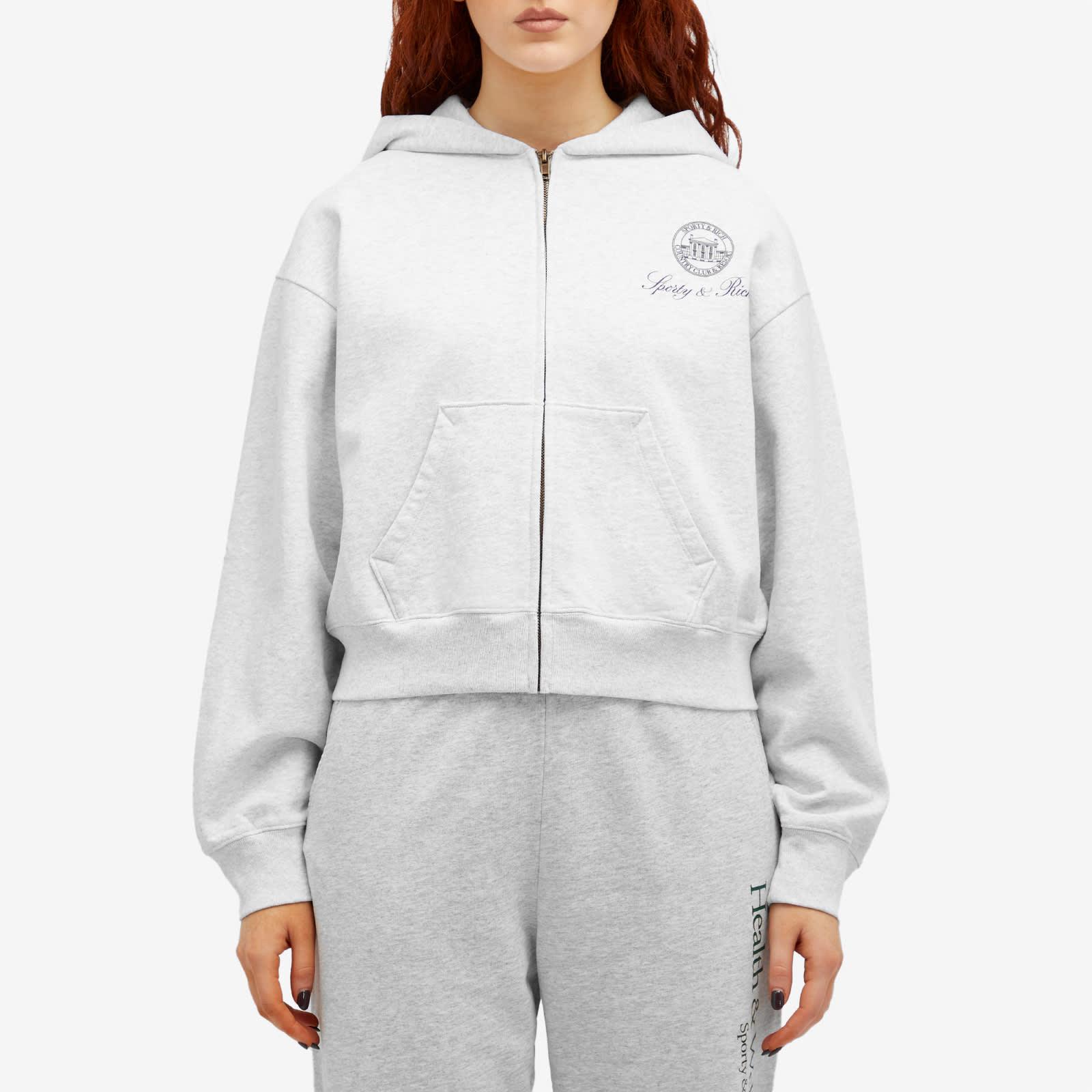 Sporty & Rich Vendome Resort Cropped Zip Hoodie in White | Lyst