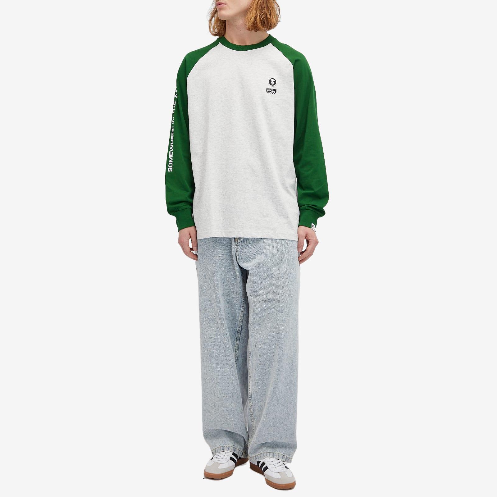 Aape By A Bathing Ape Aape Now Raglan Long Sleeve T-Shirt in Green