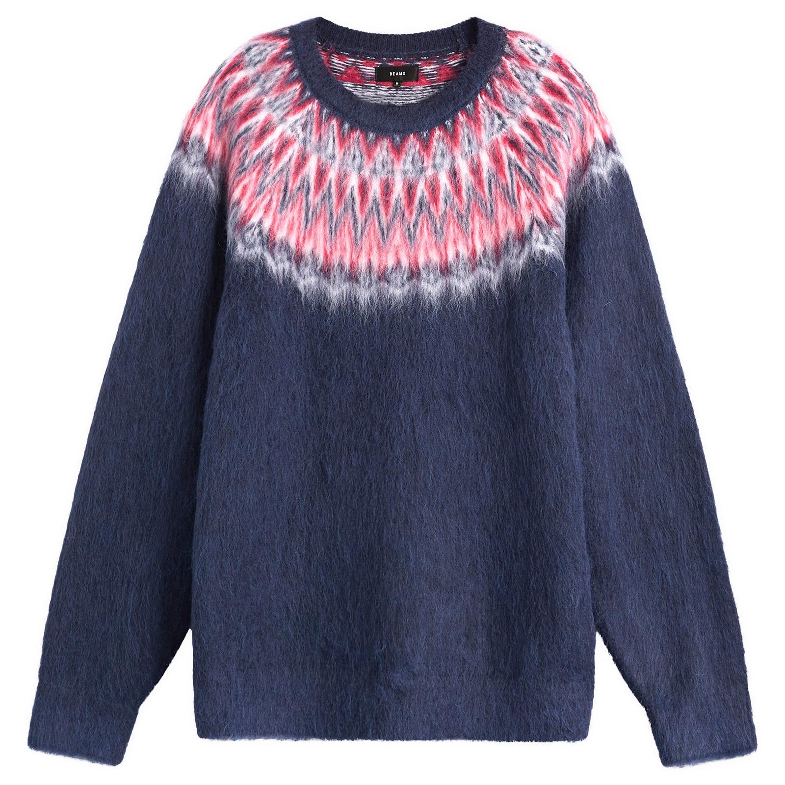 Beams Plus Nordic Shaggy Crew Neck Jumper in Blue for Men | Lyst