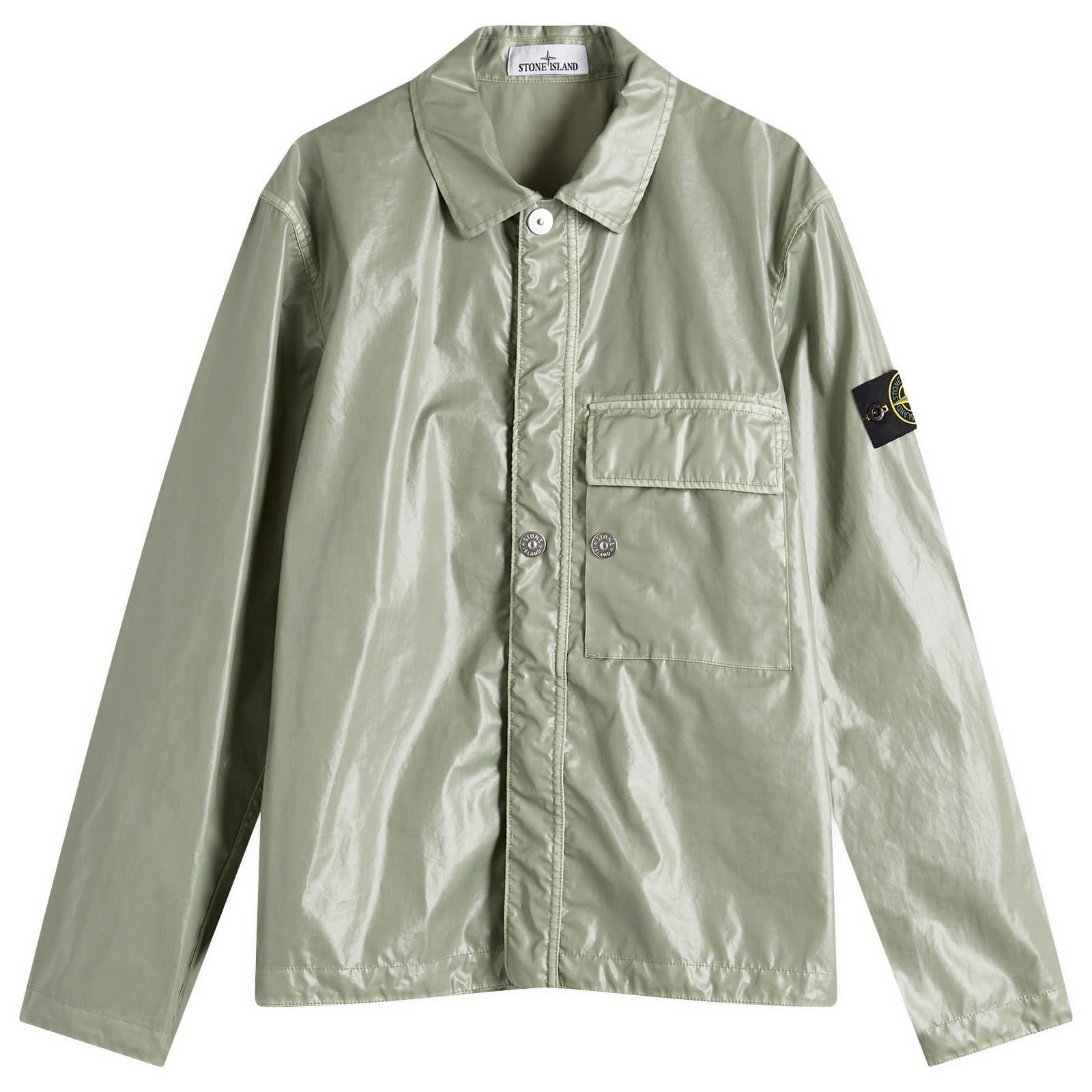 Stone Island Mussola Gommata-Tc Shirt Jacket in Green for Men | Lyst