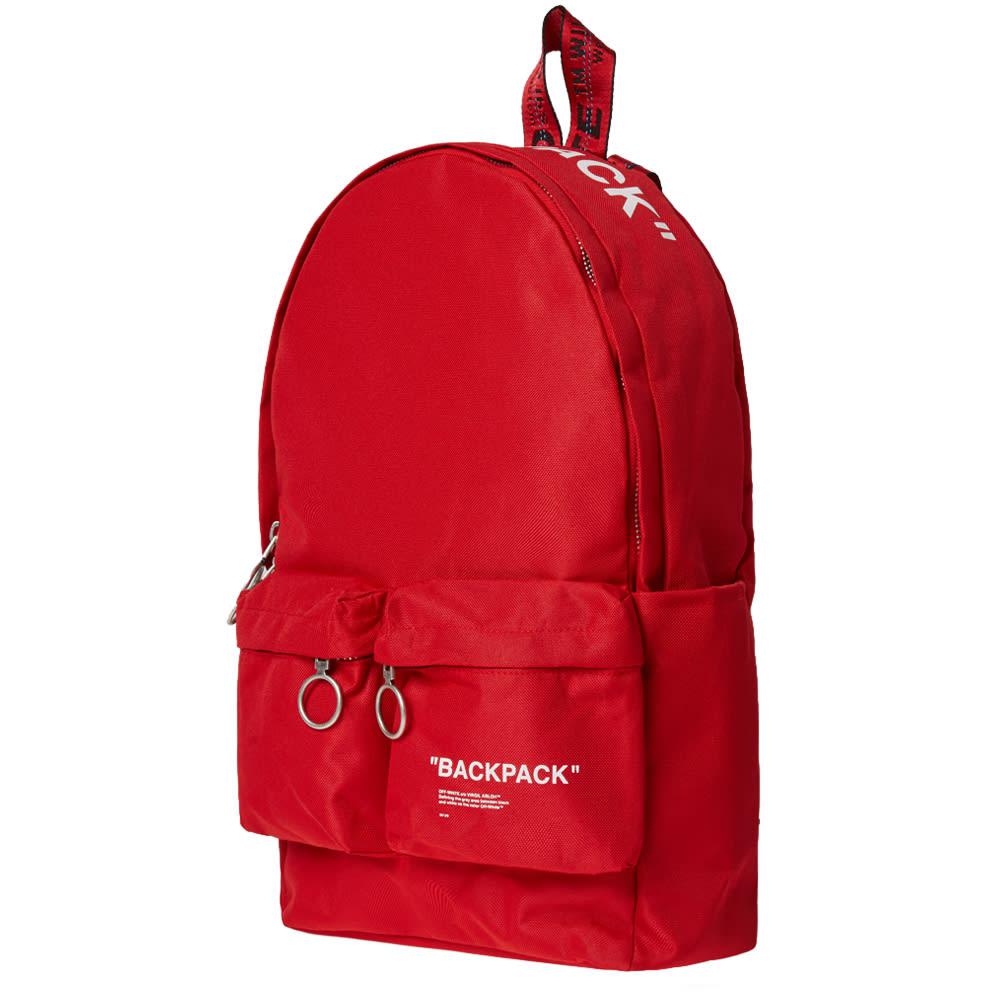 off white red quote backpack