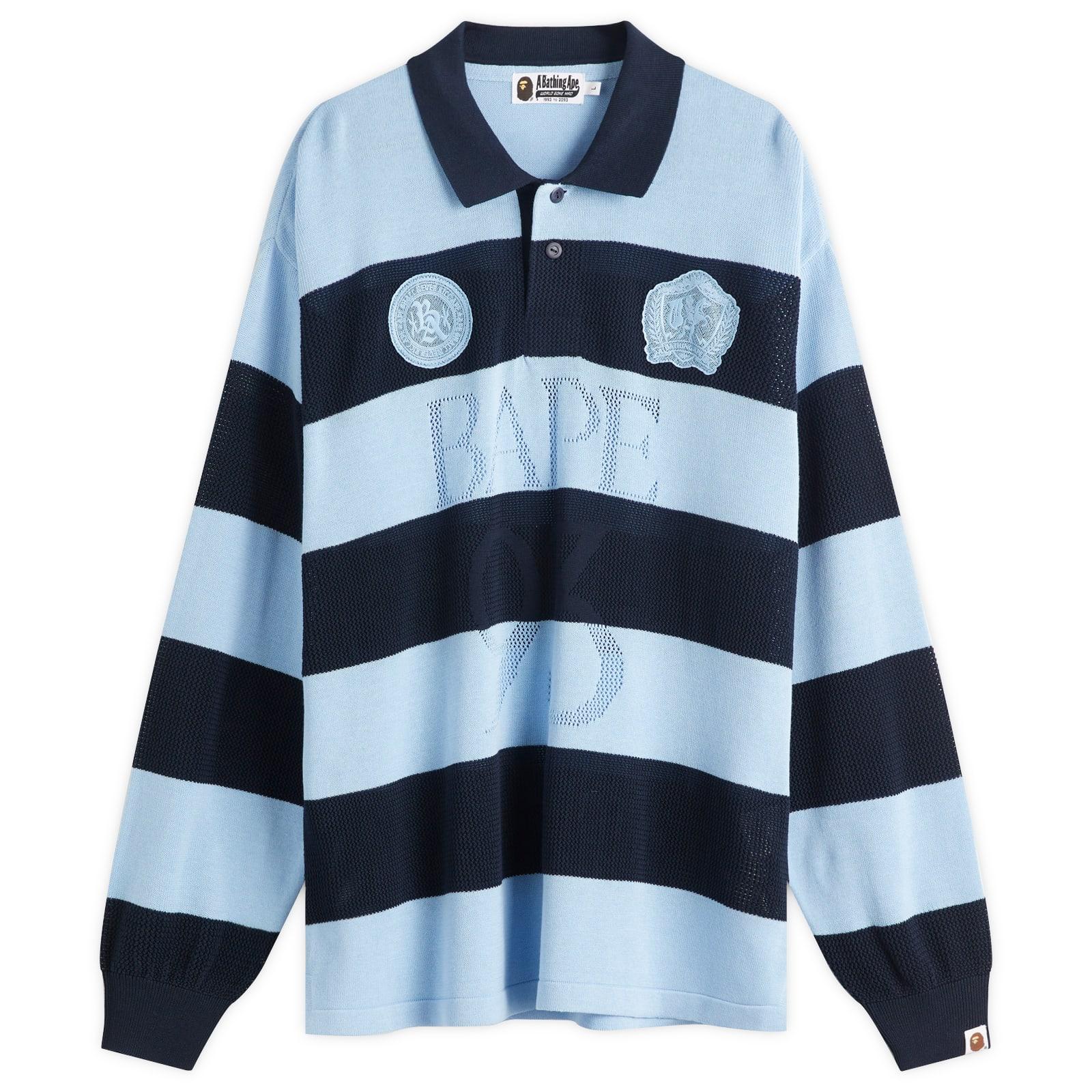 A Bathing Ape Jacquard Multi Logo Stripe Relaxed Fit Ls Tee in