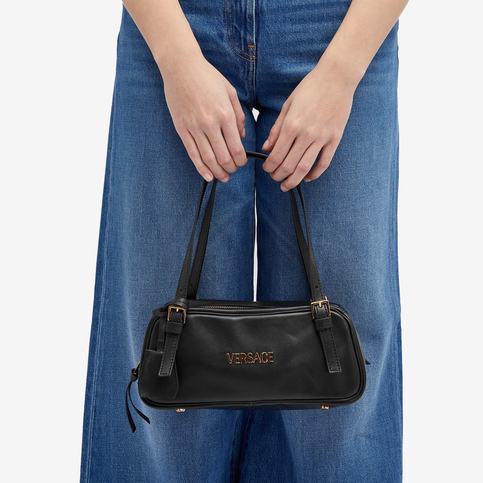 Versace Lamb Leather Shoulder Bag in Black | Lyst