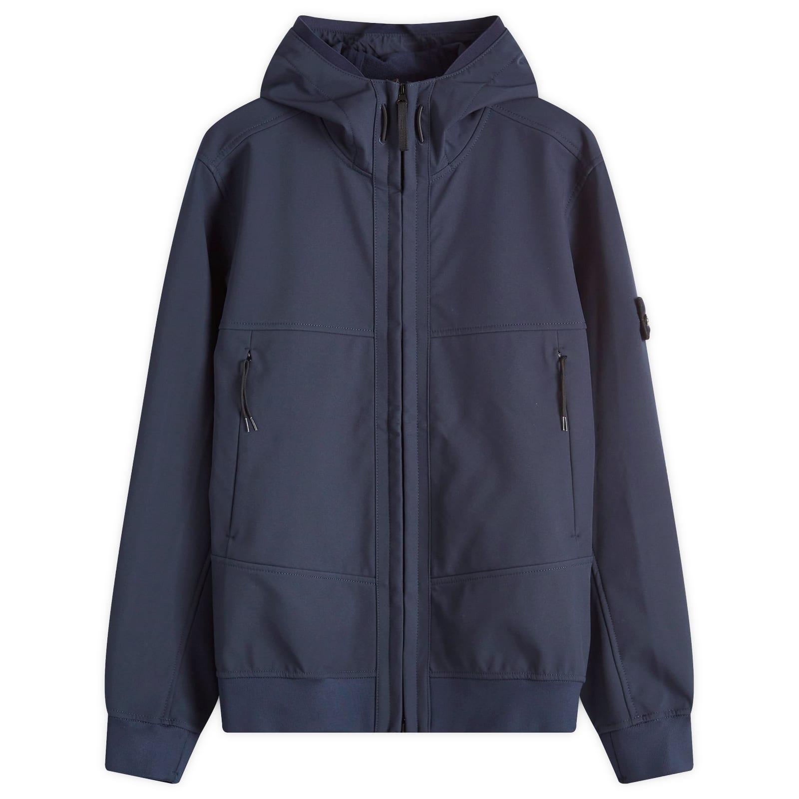 Blue soft shell stone island jacket sales