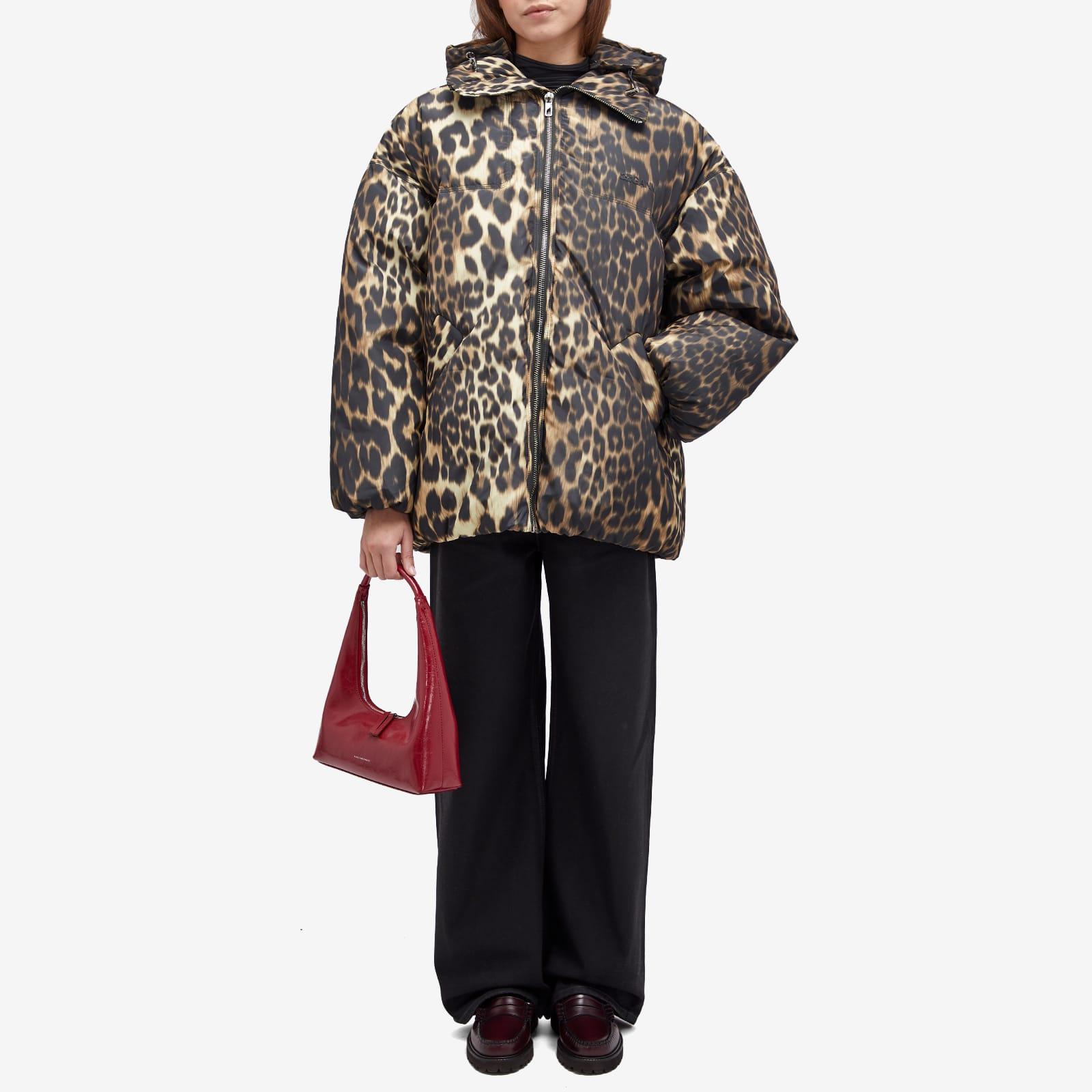 Ganni Leopard Puffer Jacket in Grey Lyst UK