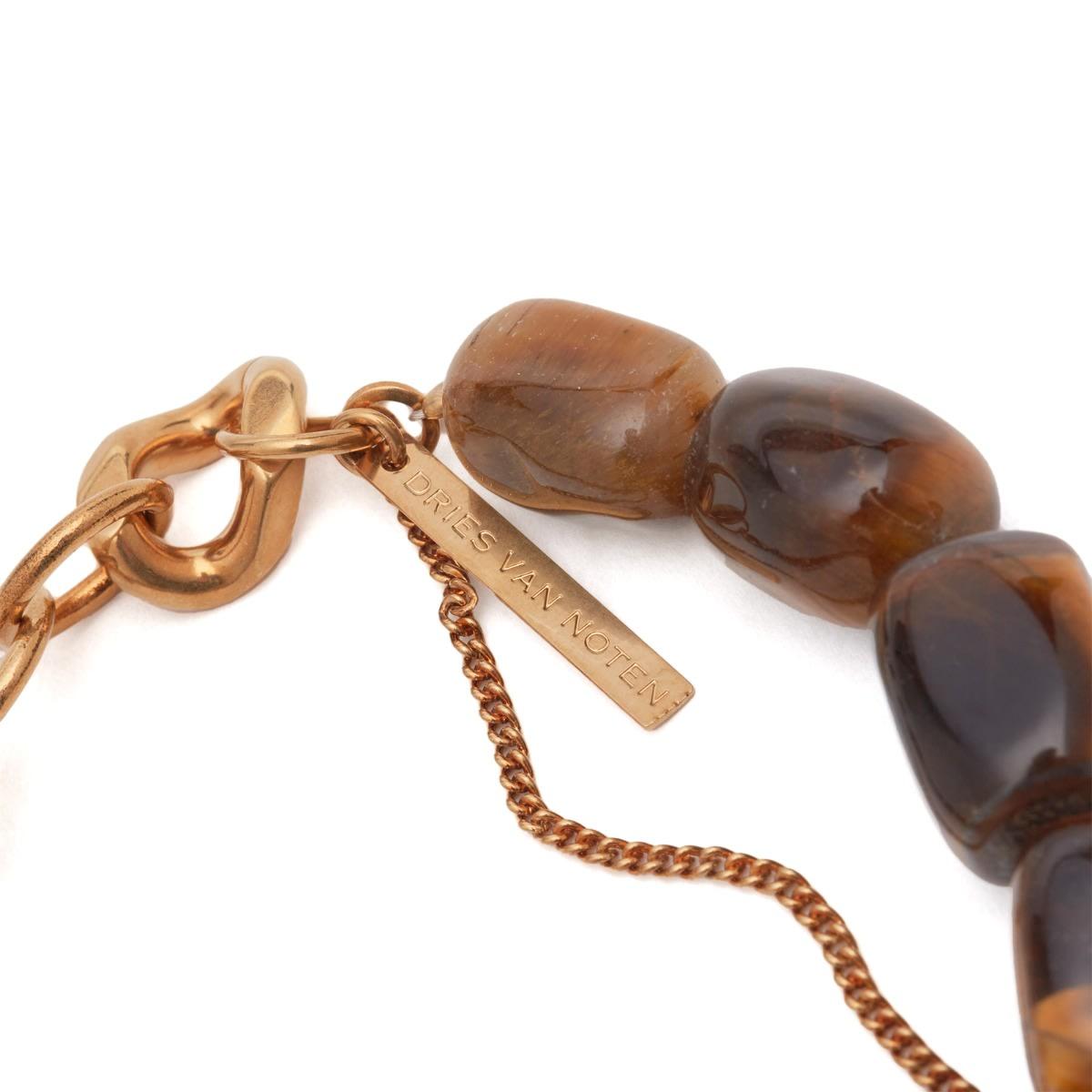 Dries Van Noten Tiger Eye And Chain Bracelet in Brown for Men | Lyst