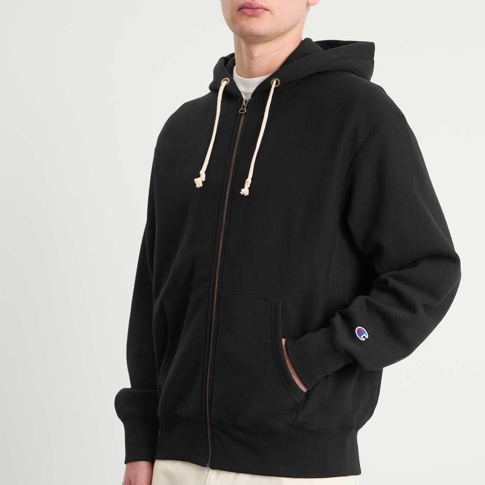 Champion Reverse Weave Fleece Zip Hoodie in Black for Men | Lyst UK