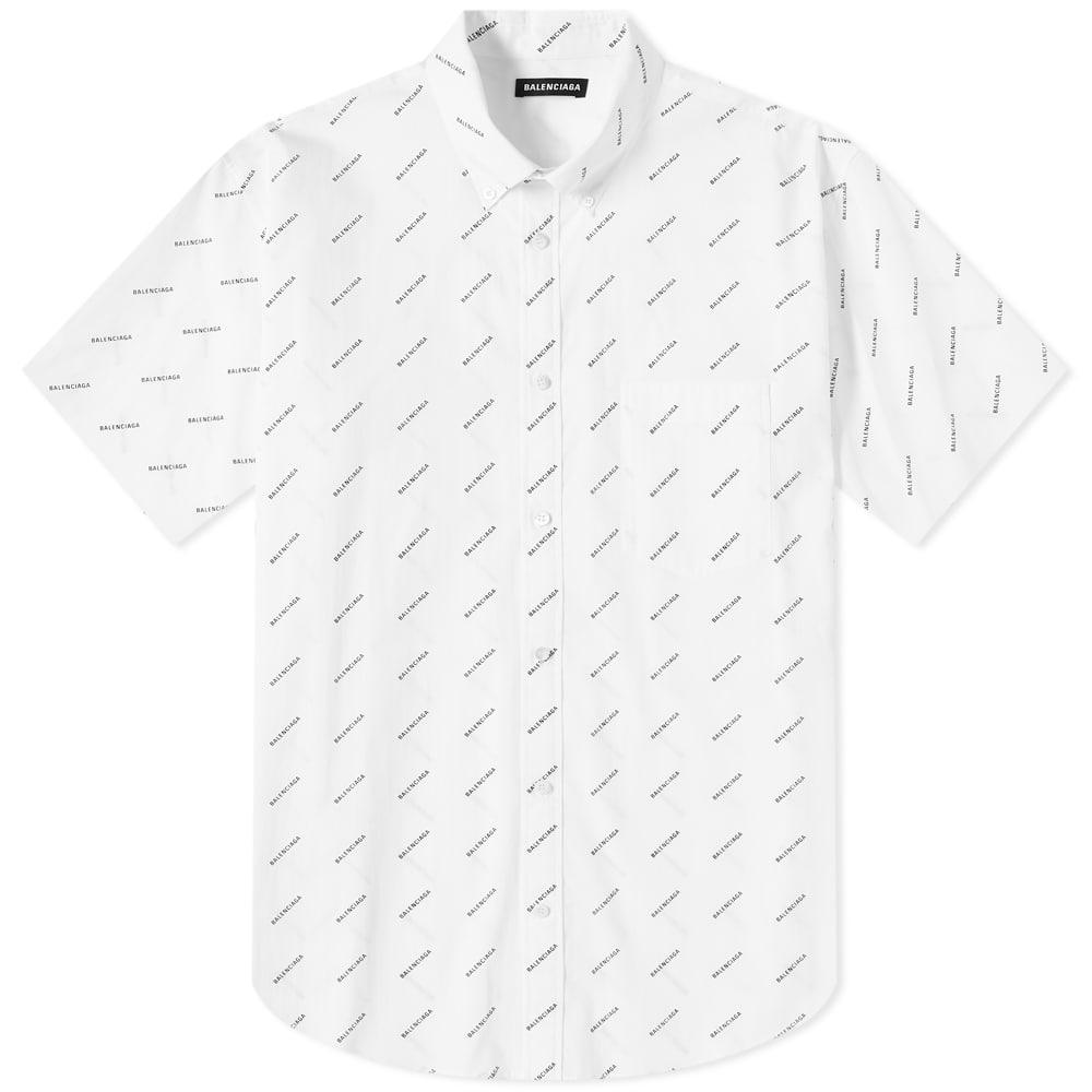 Black Allover Logo Short Sleeve Shirt 