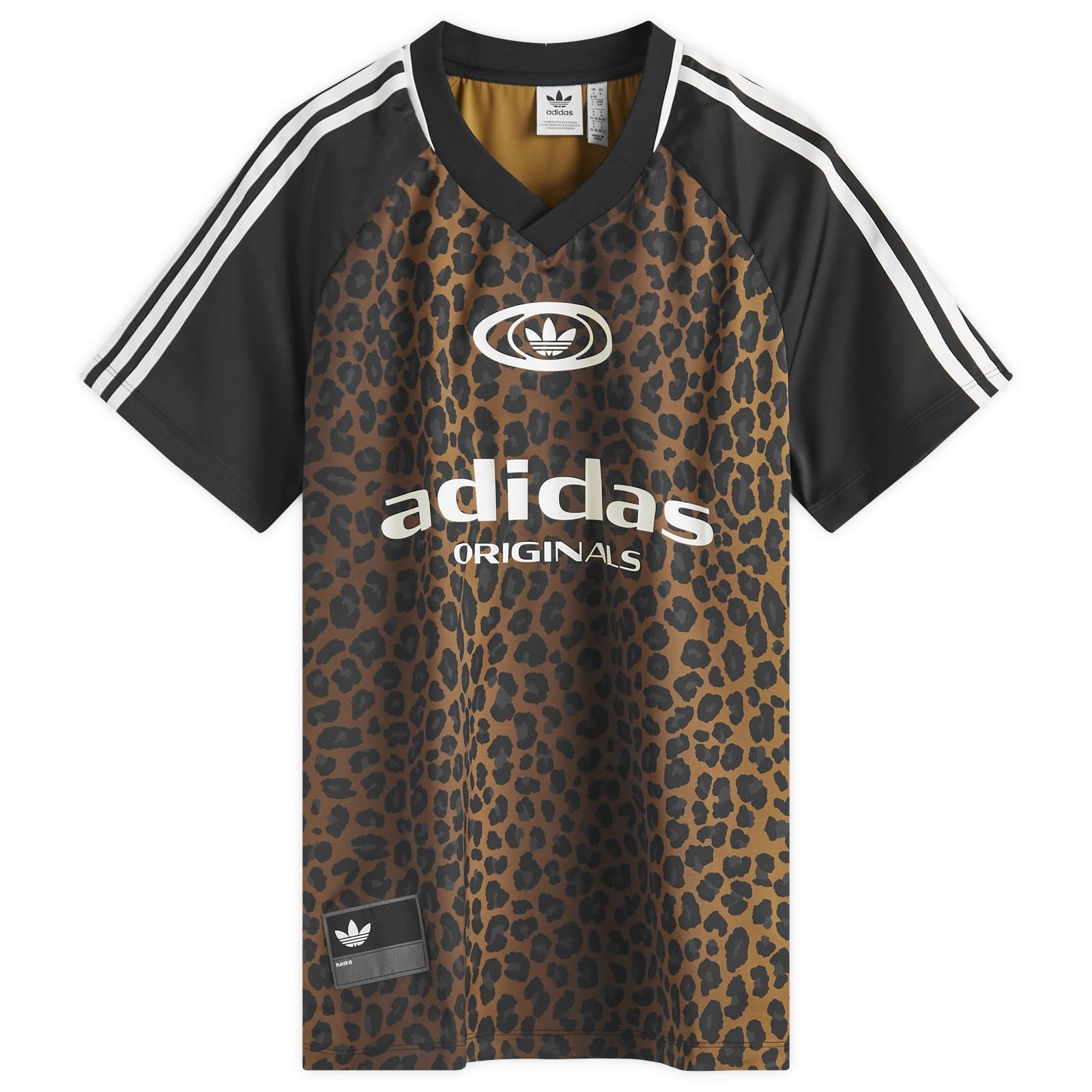 Asos Design Leopard Print Adidas T Shirt Adidas Satin Leopard Print  Football Jersey In Black Lyst Australia