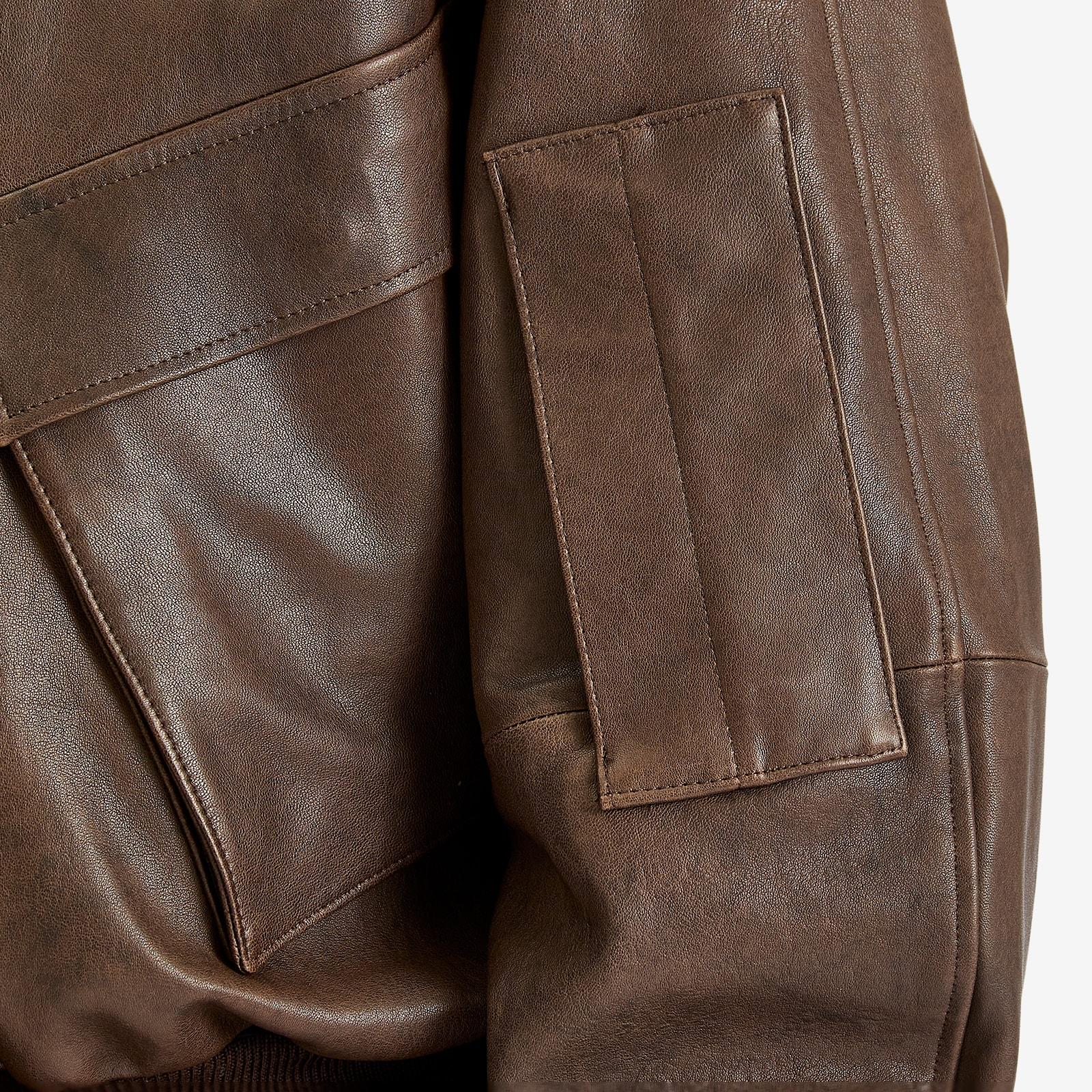 ジャケット・アウター AURALEE / LAMB LEATHER FLIGHT BLOUSON/ 3 Auralee Men's Lamb Leather Flight Blouson in Brown Auralee