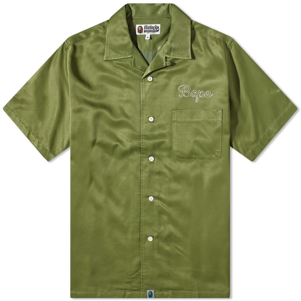 A Bathing Ape Bape Japan Culture Open Collar Shirt in Green for