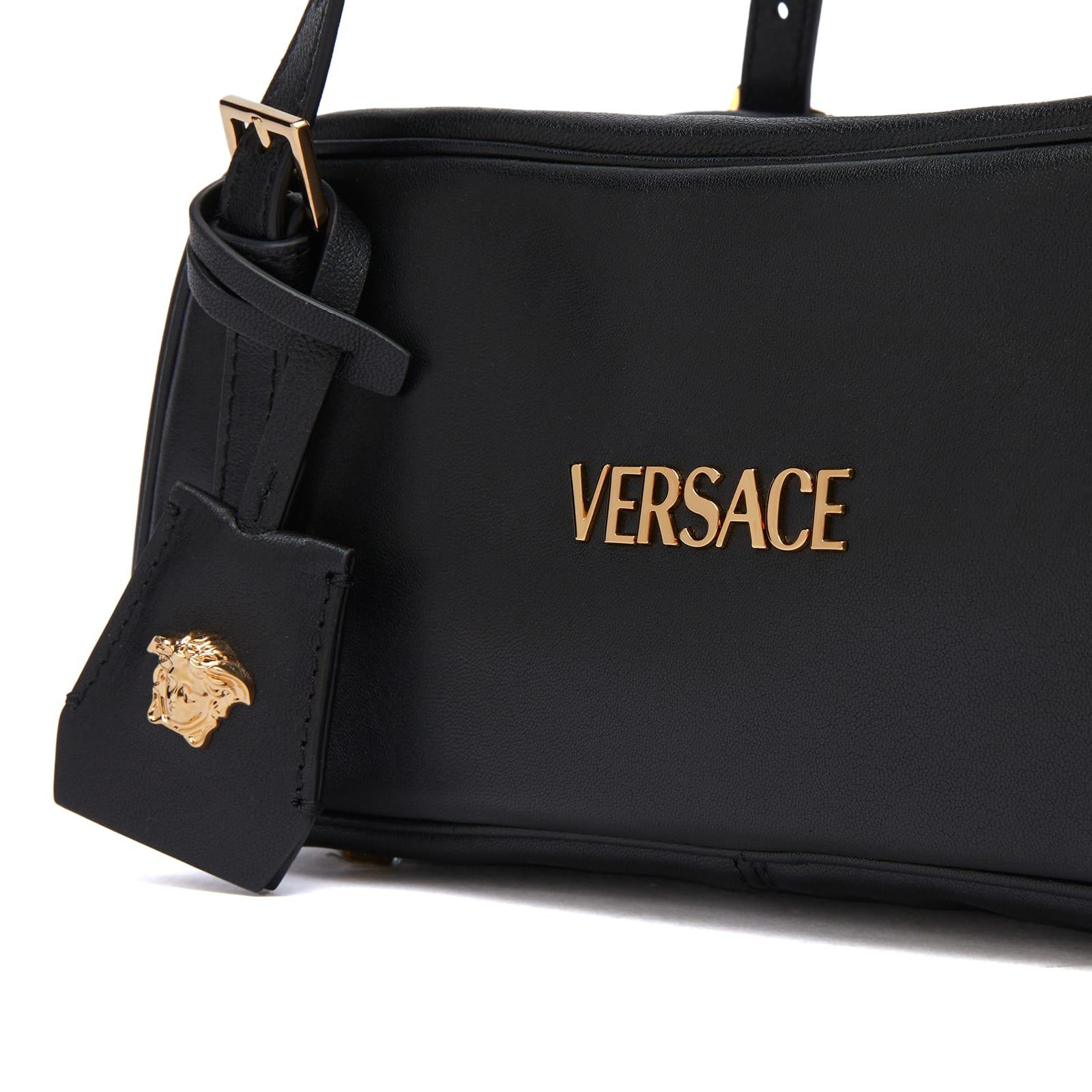 Versace Lamb Leather Shoulder Bag in Black | Lyst