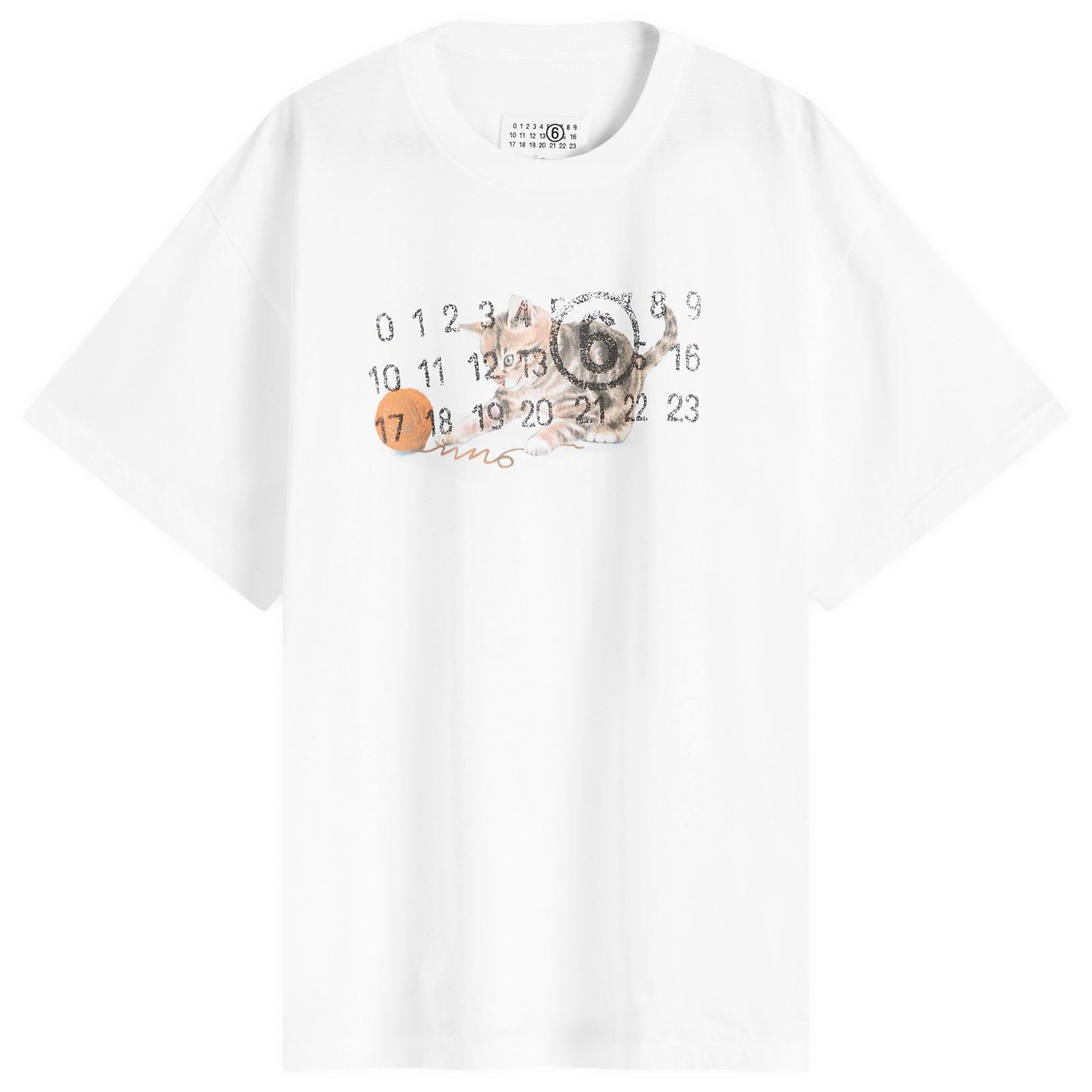 MM6 by Maison Martin Margiela Kitten Number Logo T-Shirt in MM6 by Maison Martin Margiela Kitten Number Logo T-Shirt in